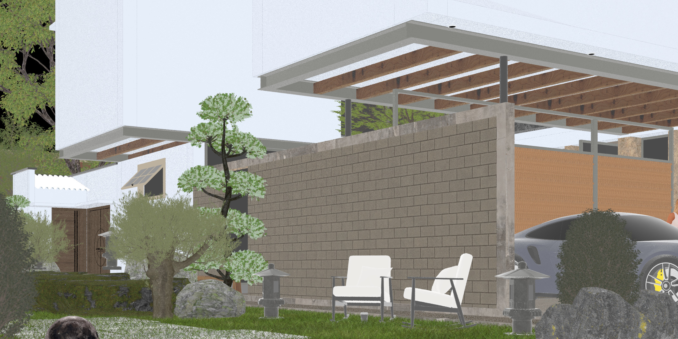 Floating Cubic Minimalist Villa PBR 3D Model 3D model_37