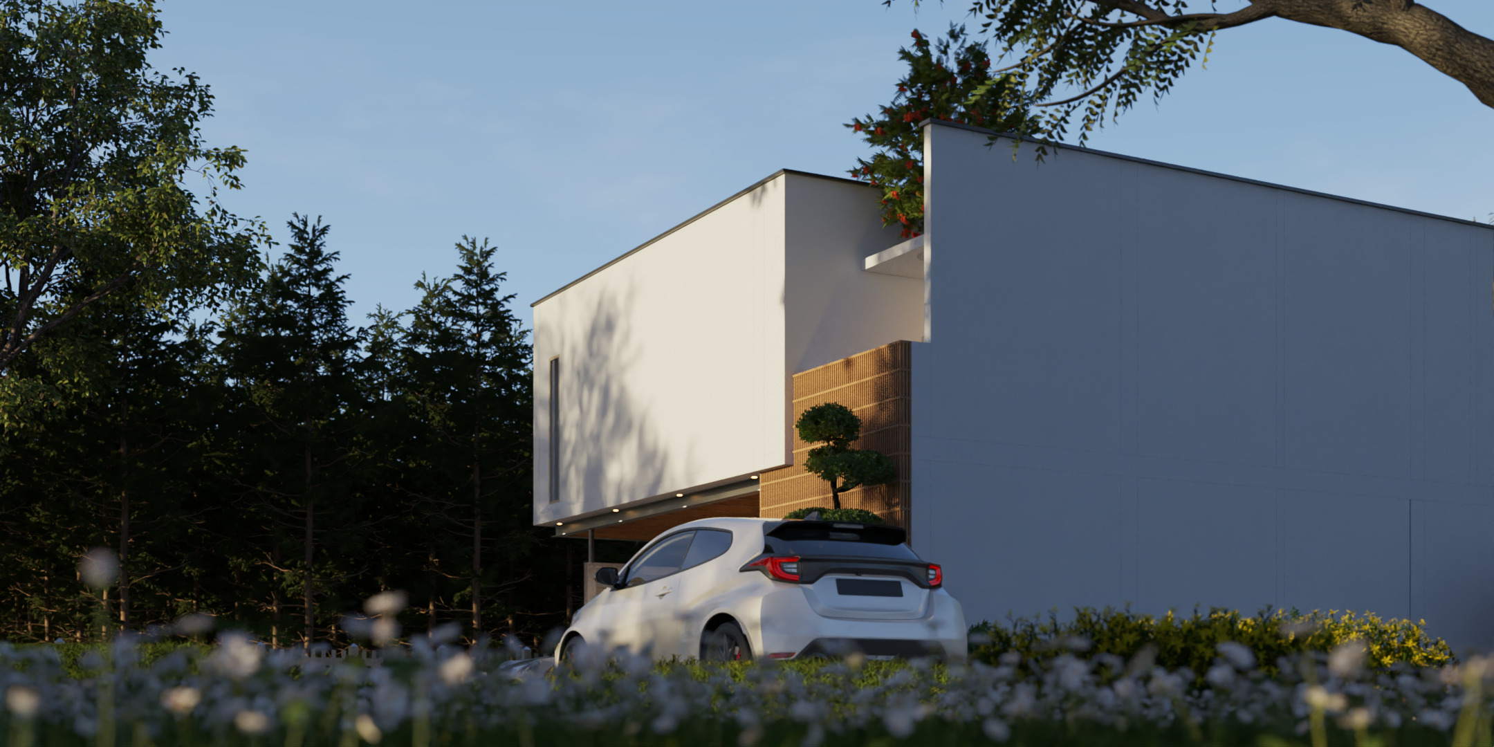Floating Cubic Minimalist Villa PBR 3D Model 3D model_2