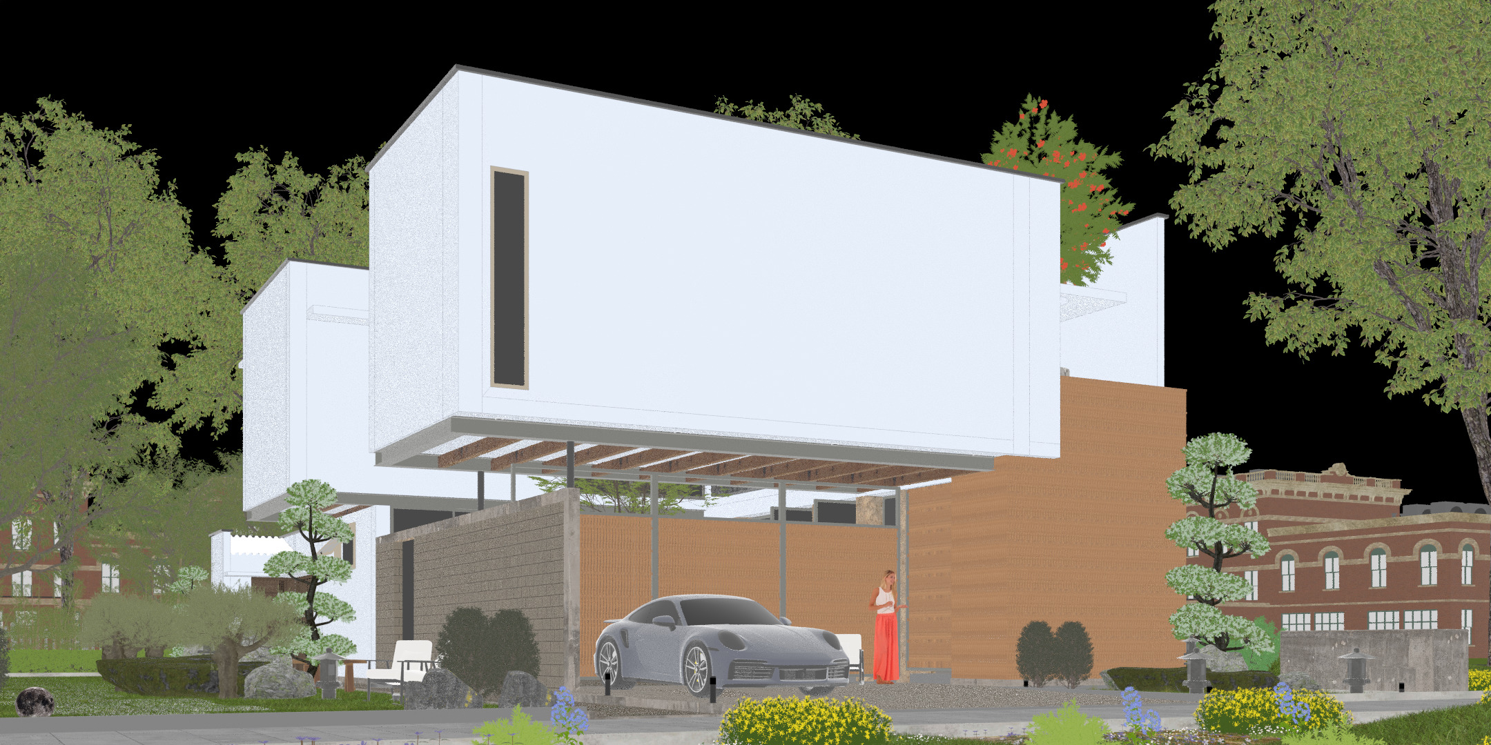 Floating Cubic Minimalist Villa PBR 3D Model 3D model_35