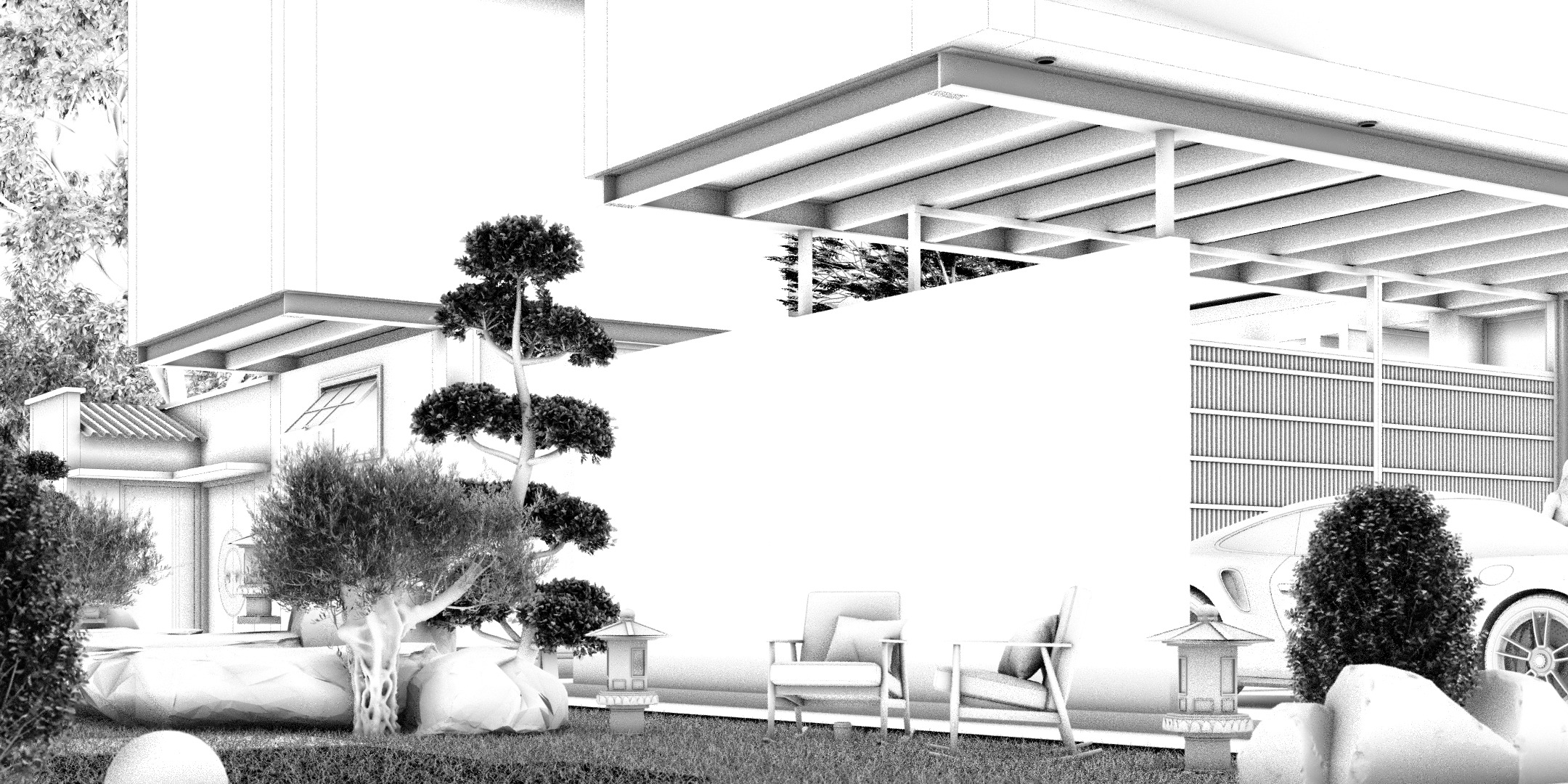 Floating Cubic Minimalist Villa PBR 3D Model 3D model_22