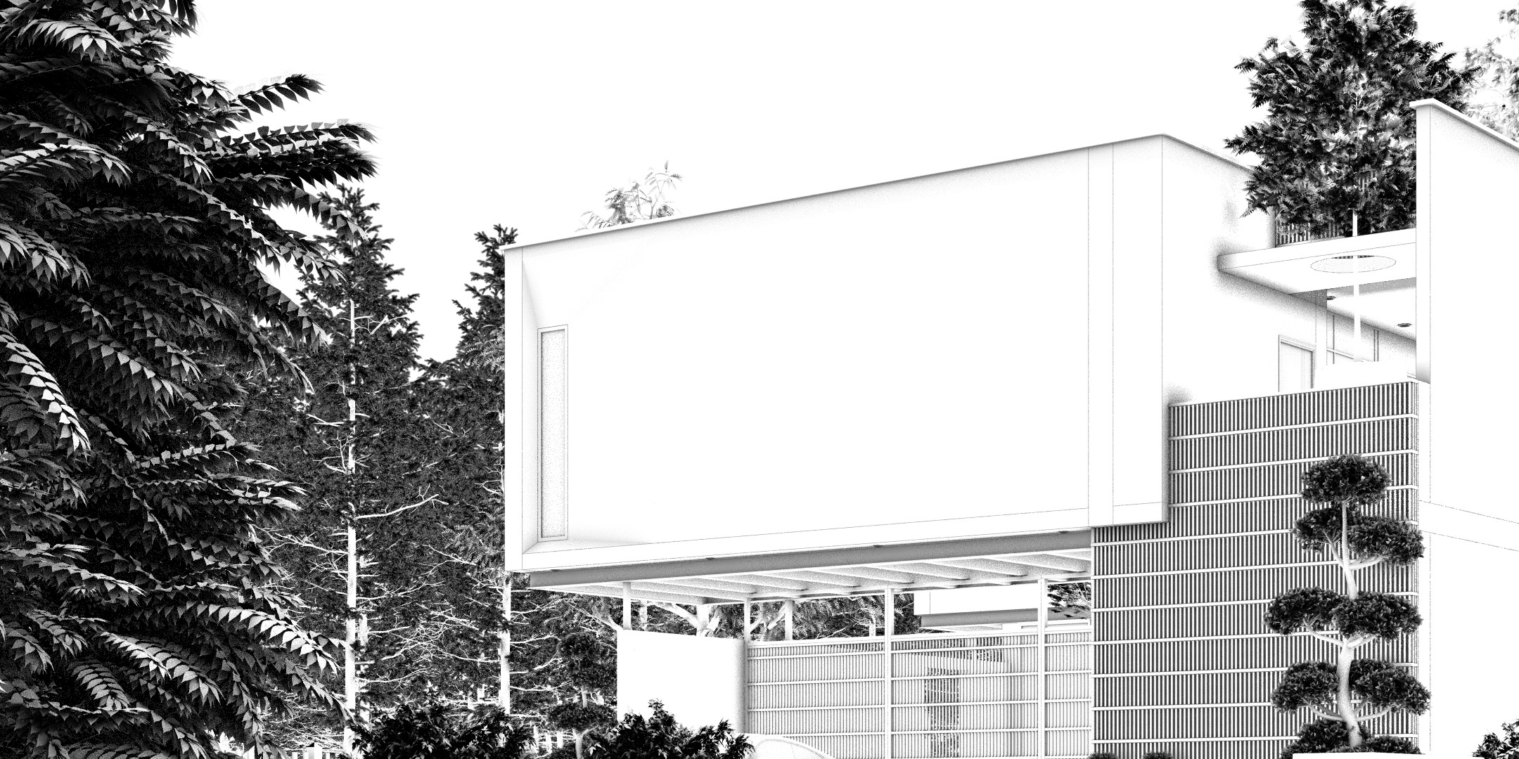 Floating Cubic Minimalist Villa PBR 3D Model 3D model_16