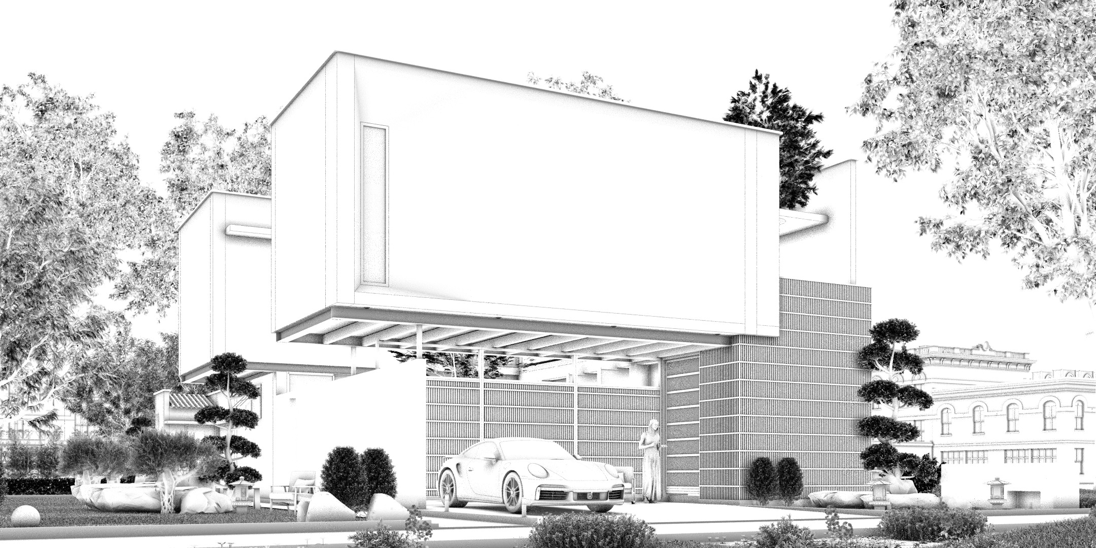 Floating Cubic Minimalist Villa PBR 3D Model 3D model_20