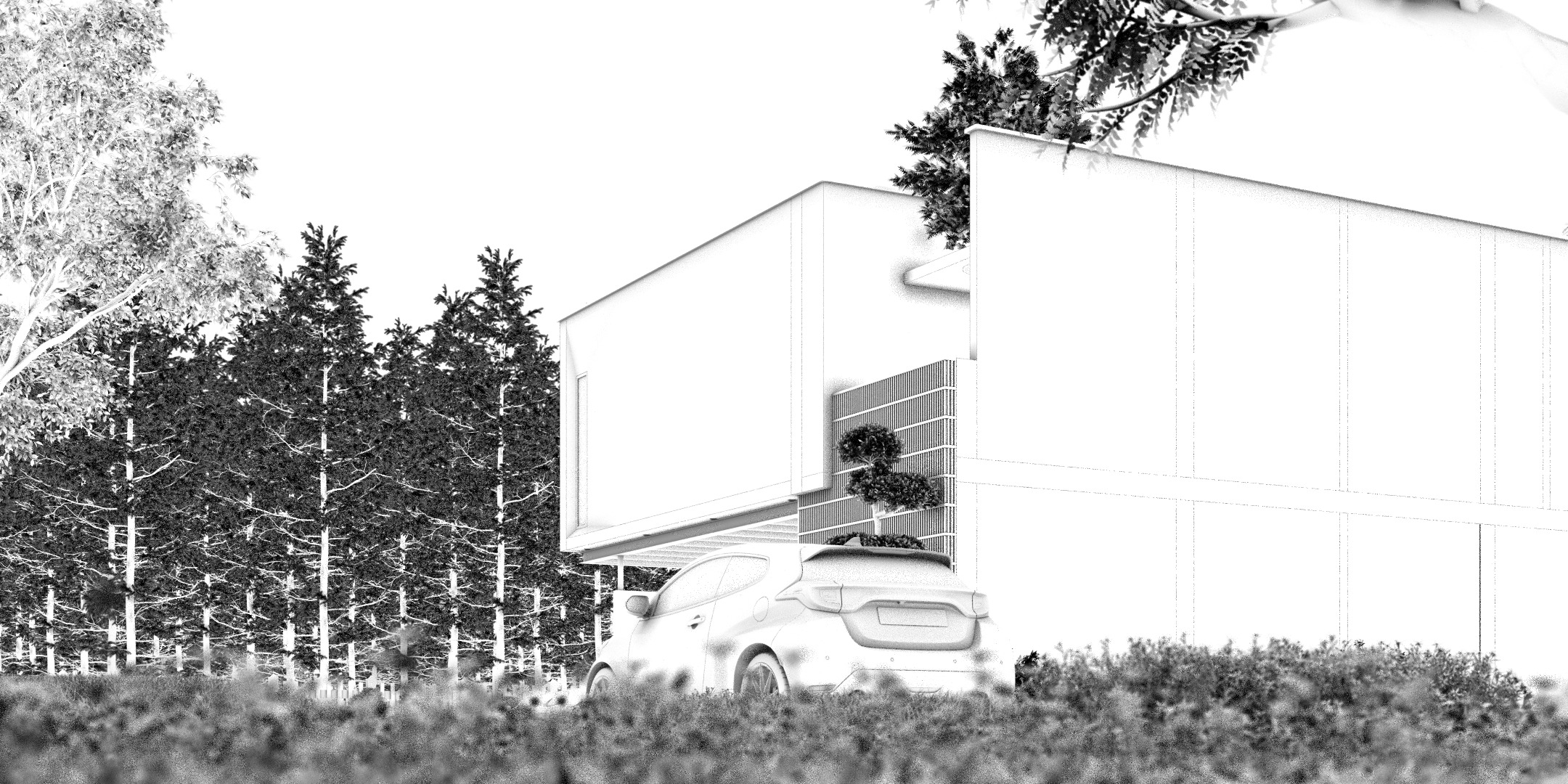 Floating Cubic Minimalist Villa PBR 3D Model 3D model_17