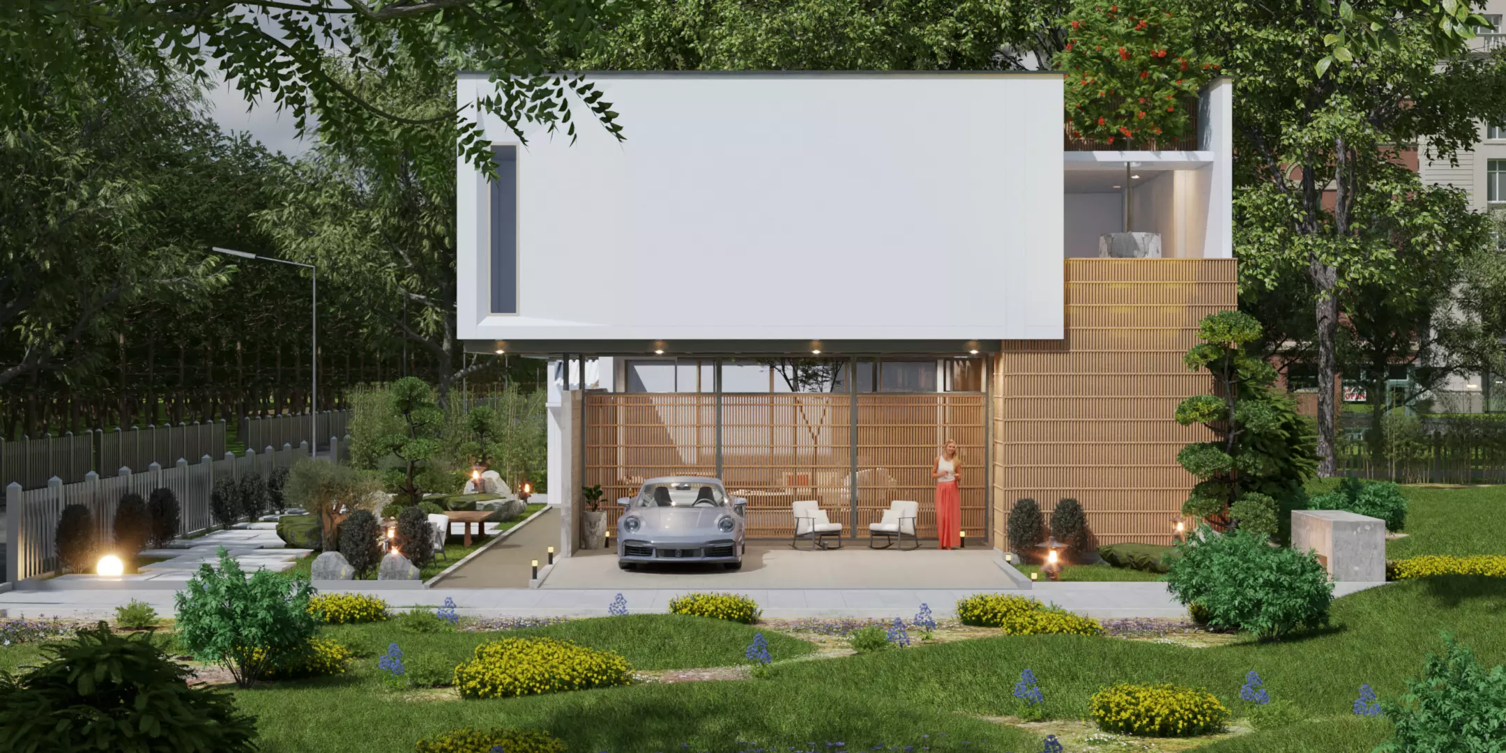 Floating Cubic Minimalist Villa PBR 3D Model 3D model_0