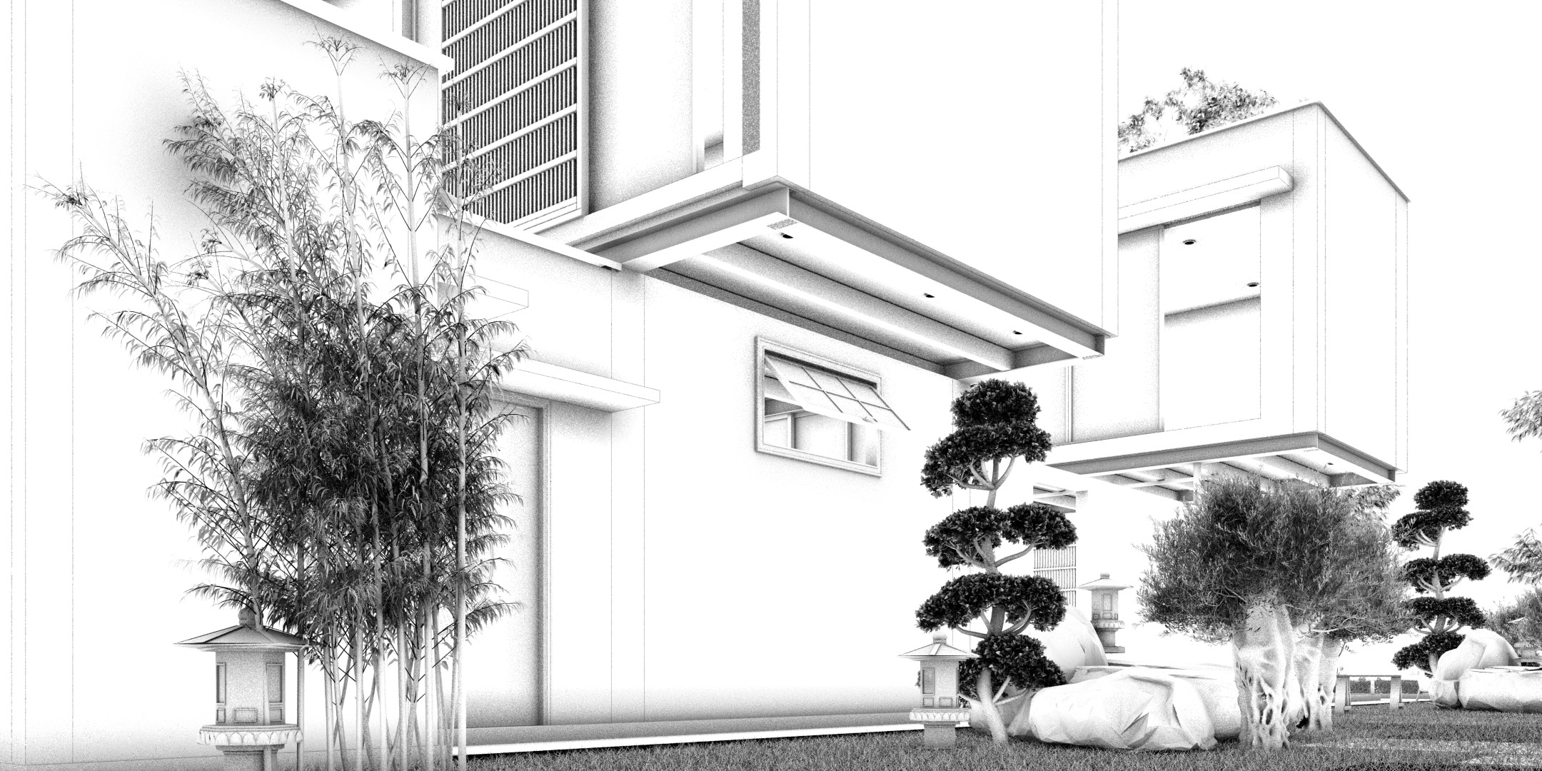 Floating Cubic Minimalist Villa PBR 3D Model 3D model_28