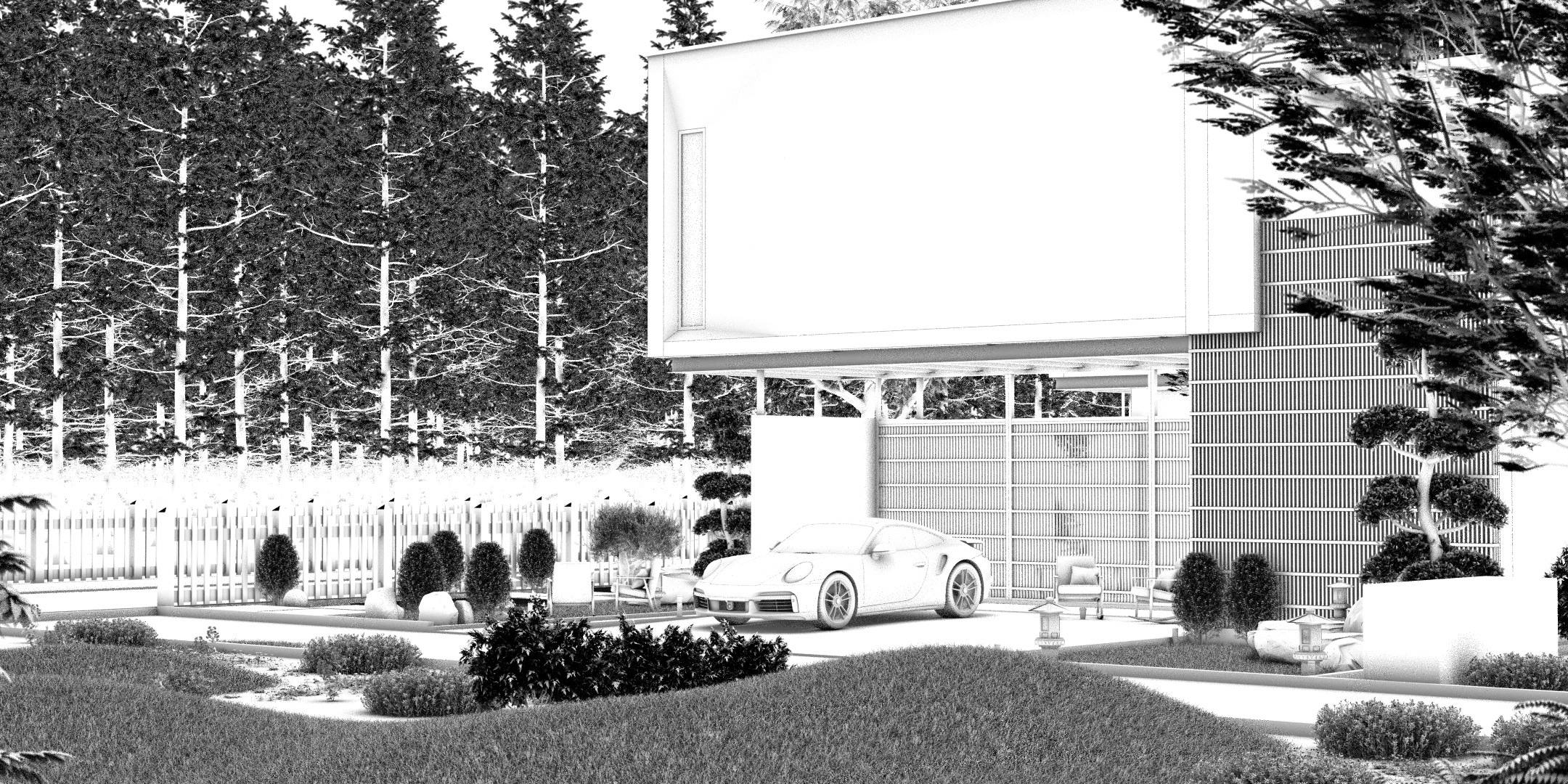 Floating Cubic Minimalist Villa PBR 3D Model 3D model_18