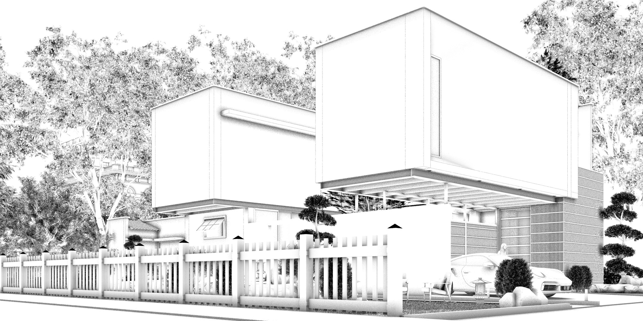 Floating Cubic Minimalist Villa PBR 3D Model 3D model_19