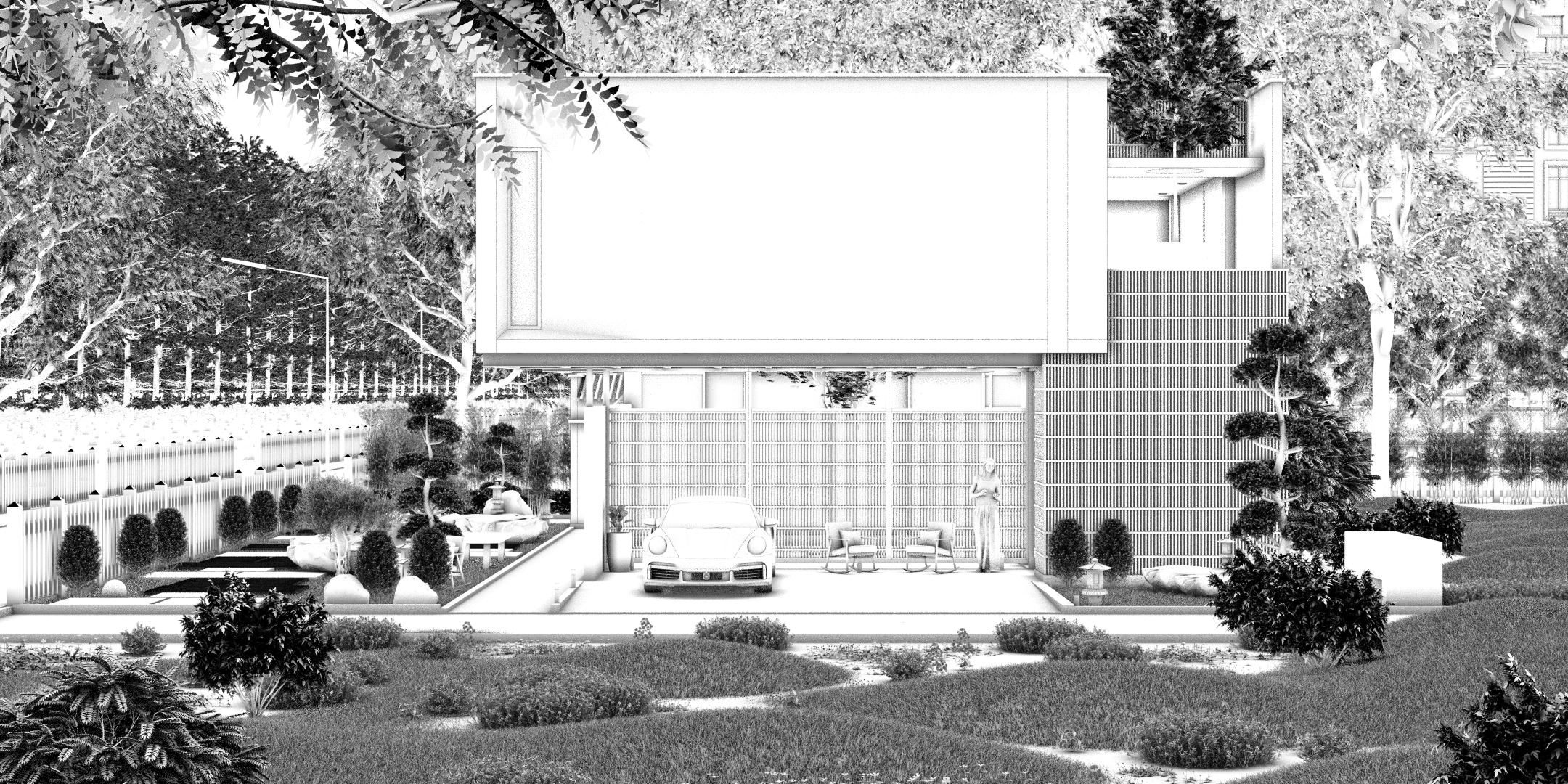 Floating Cubic Minimalist Villa PBR 3D Model 3D model_15