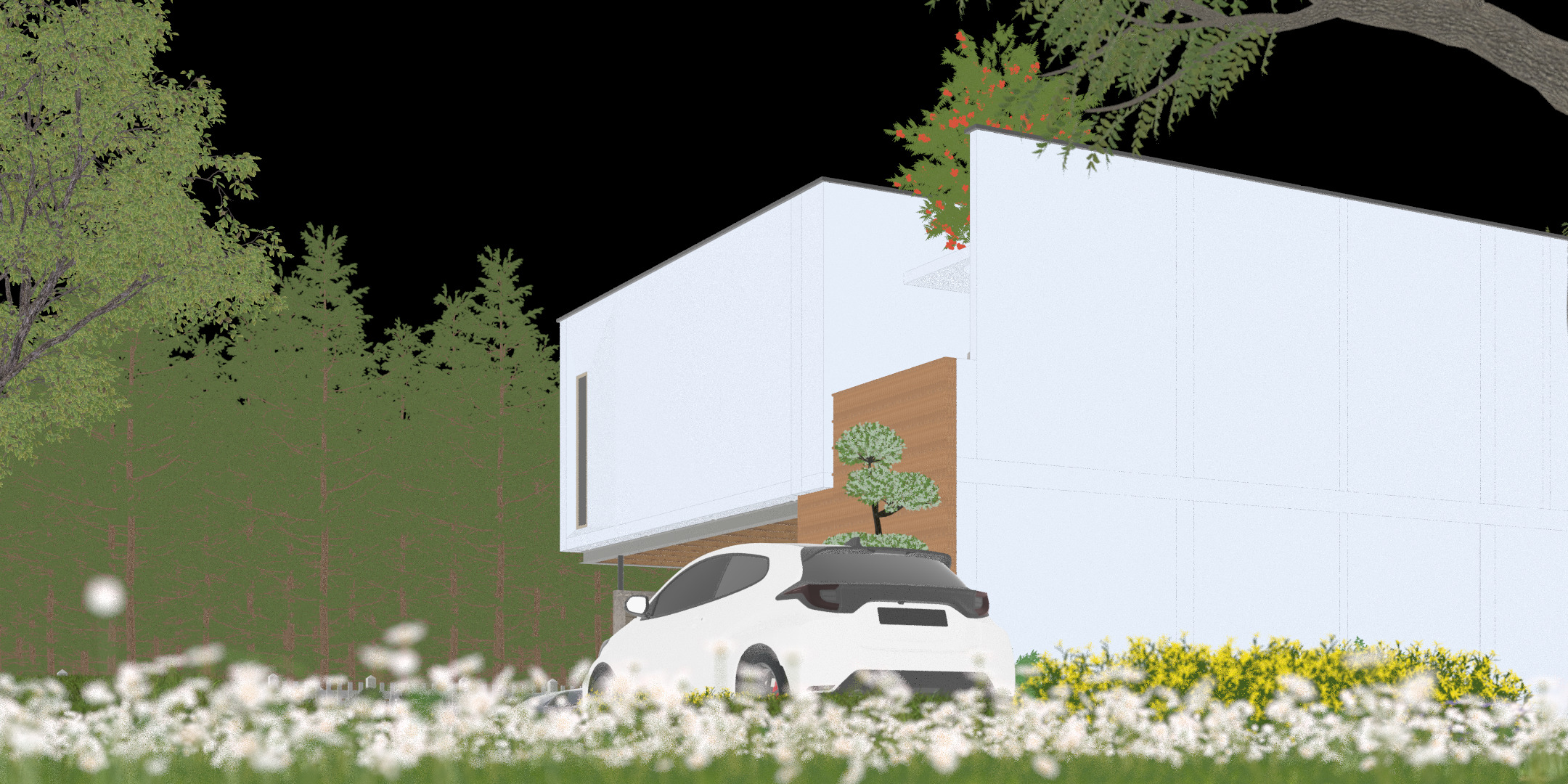 Floating Cubic Minimalist Villa PBR 3D Model 3D model_32