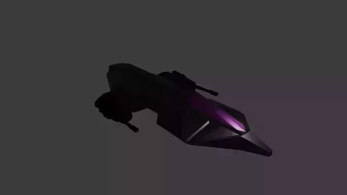 Futuristic Stealth Spaceship - Low Poly 3D Model