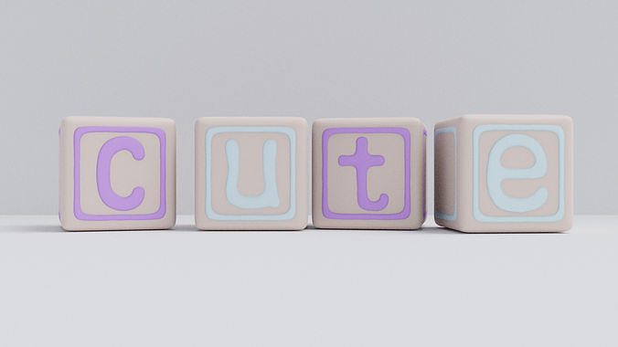 Cute Alphabet Cubes Low-poly 3D model