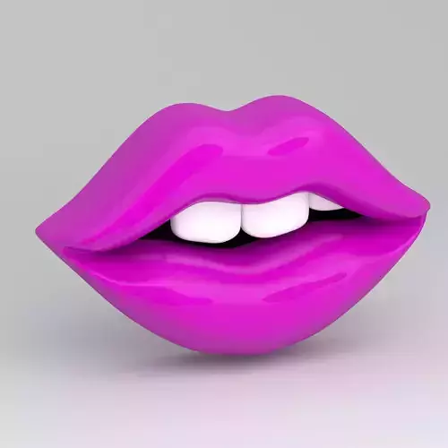 pink lips with teeth 3D model