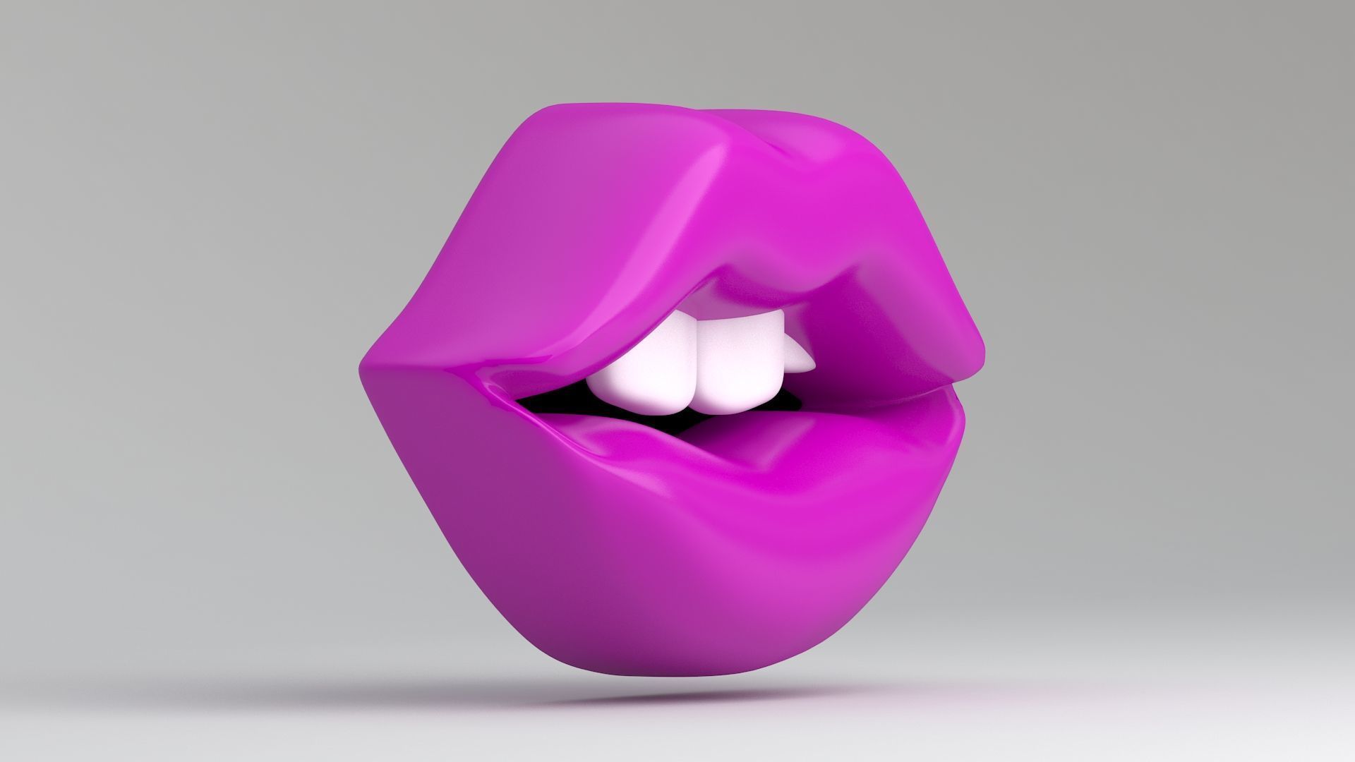 pink lips with teeth 3D model_4