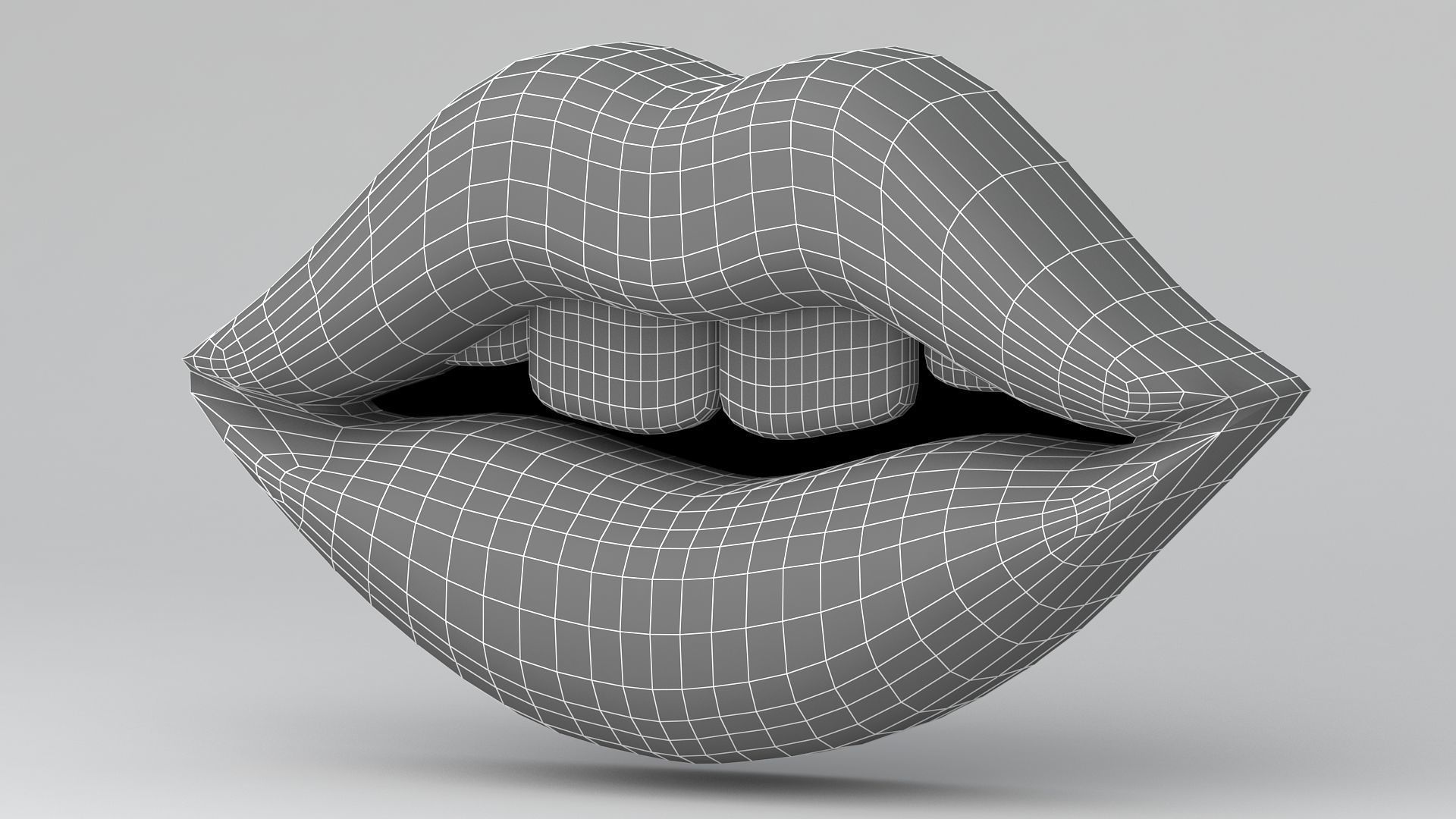 pink lips with teeth 3D model_8
