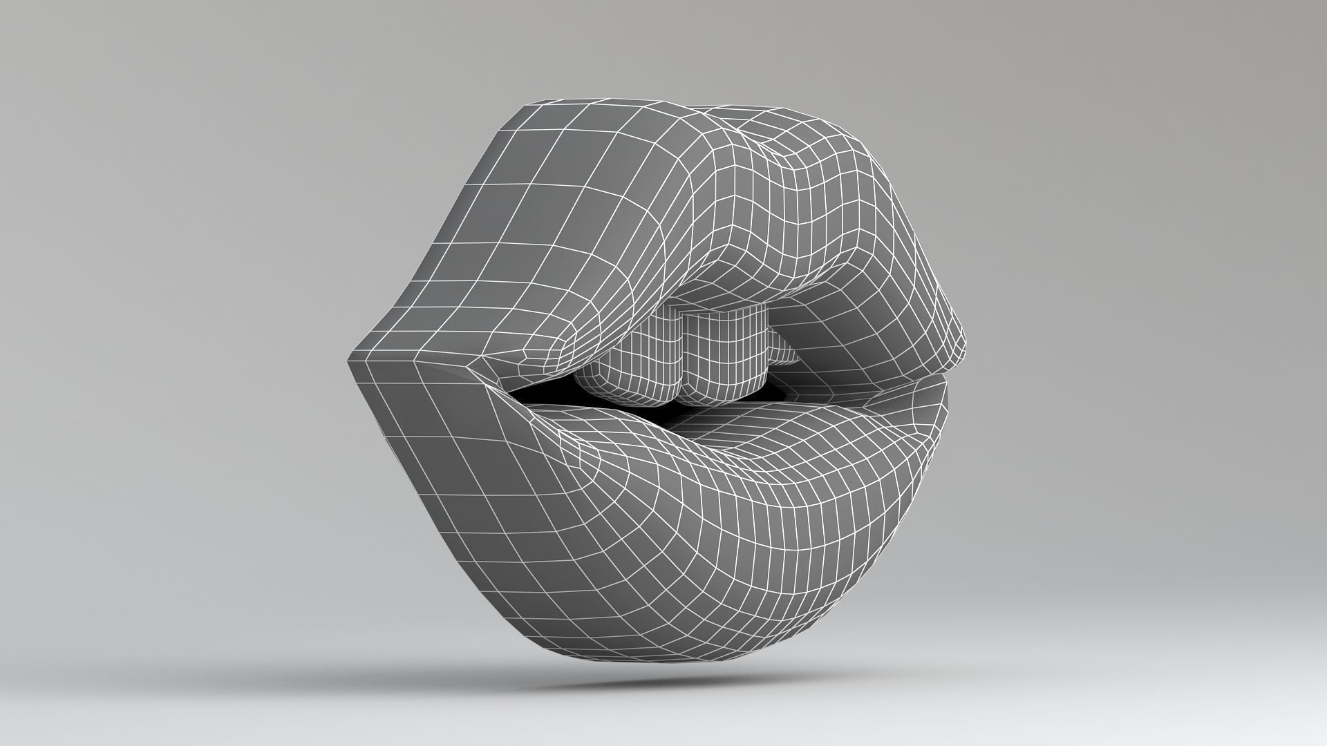 pink lips with teeth 3D model_9