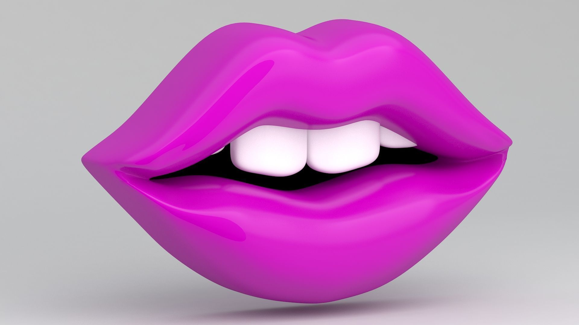 pink lips with teeth 3D model_1