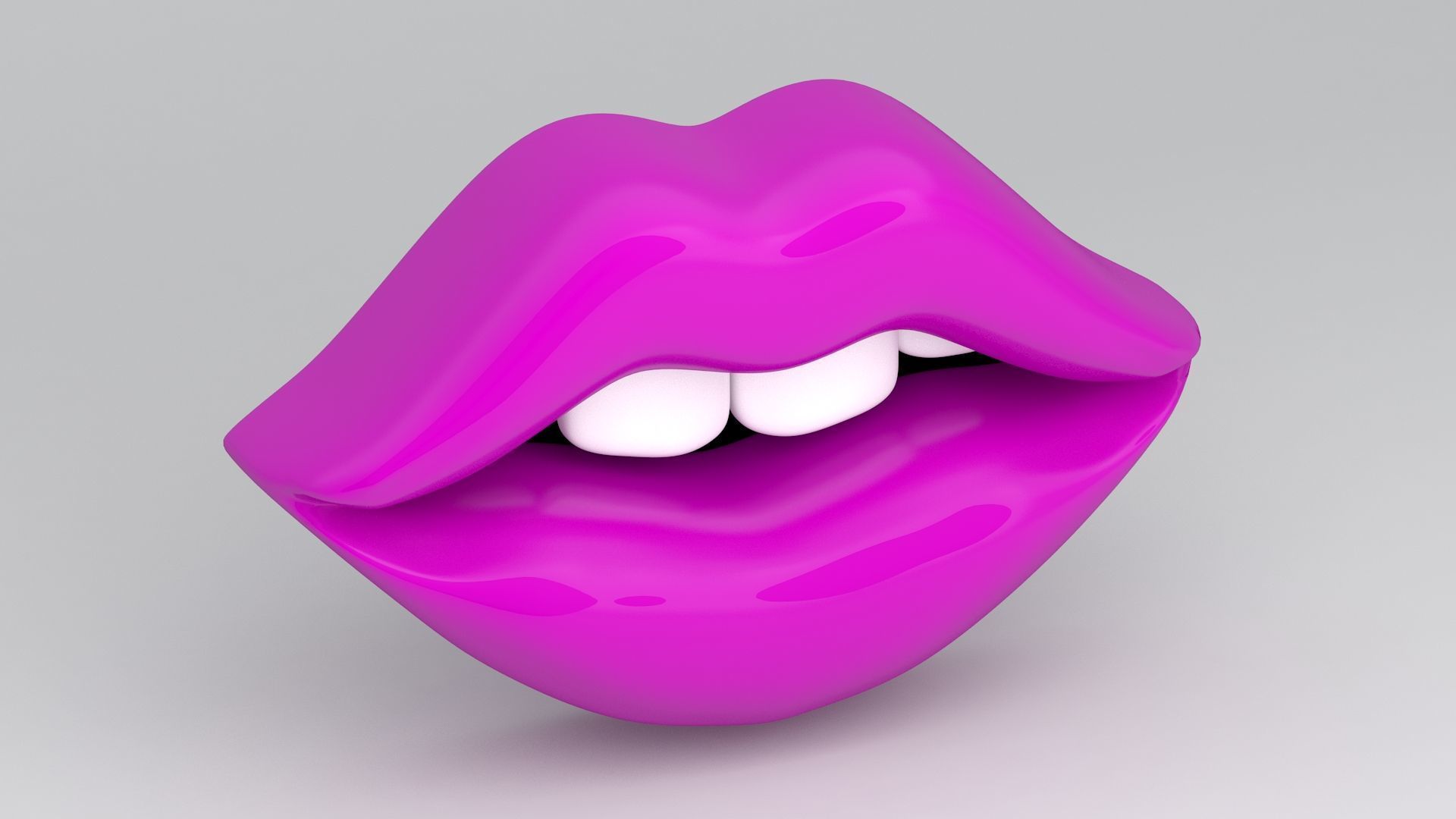 pink lips with teeth 3D model_5