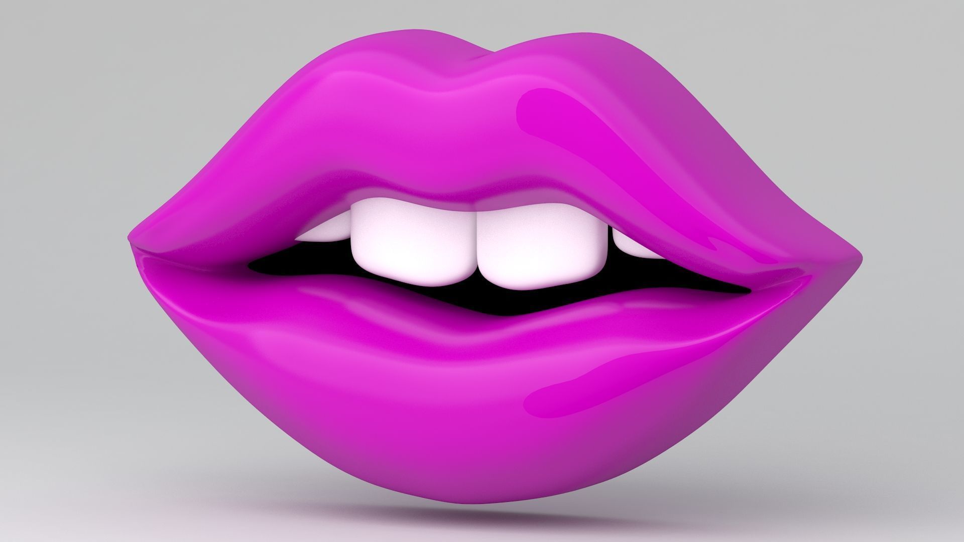 pink lips with teeth 3D model_2