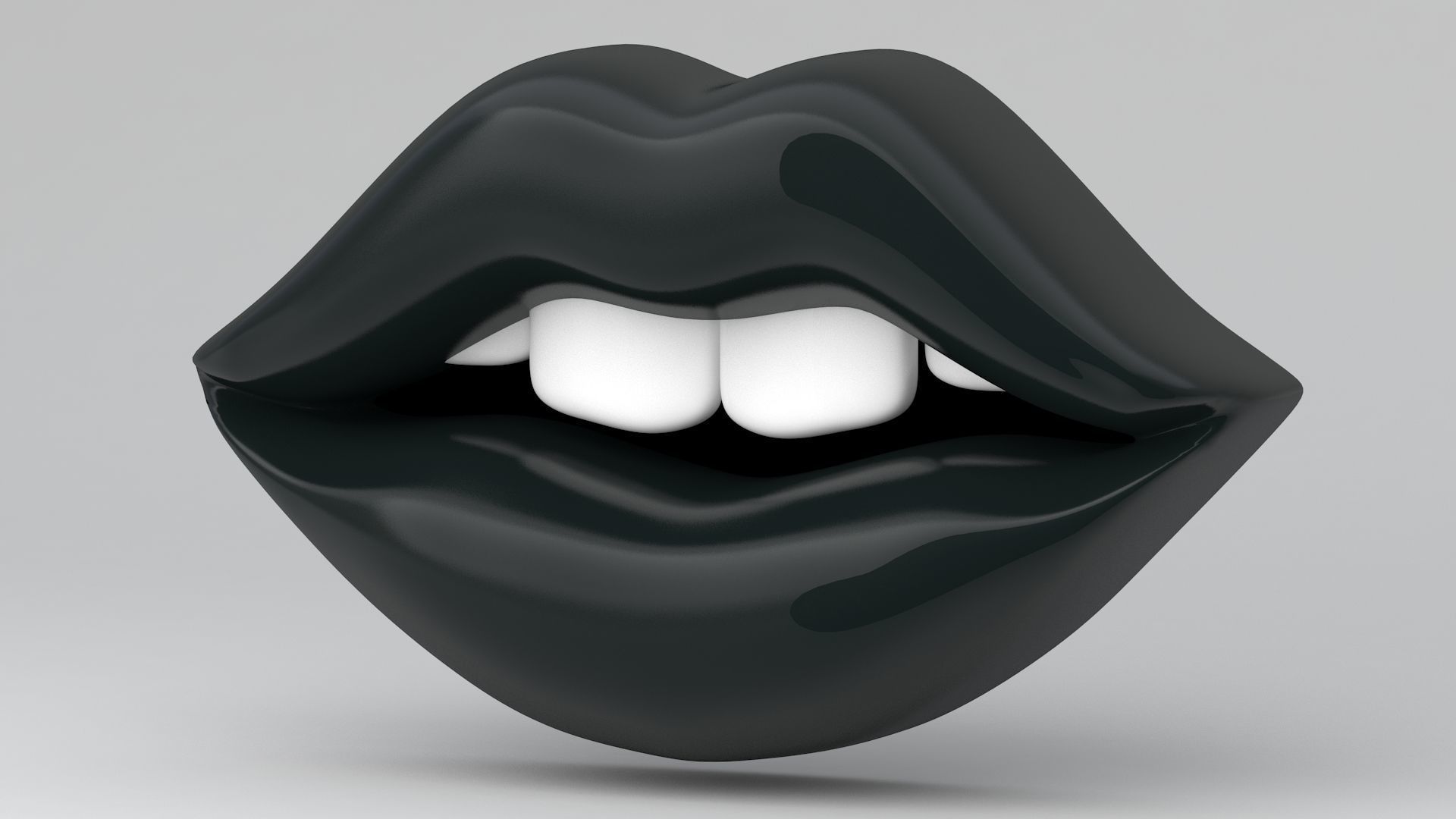 Black lips with teeth 3D model_2