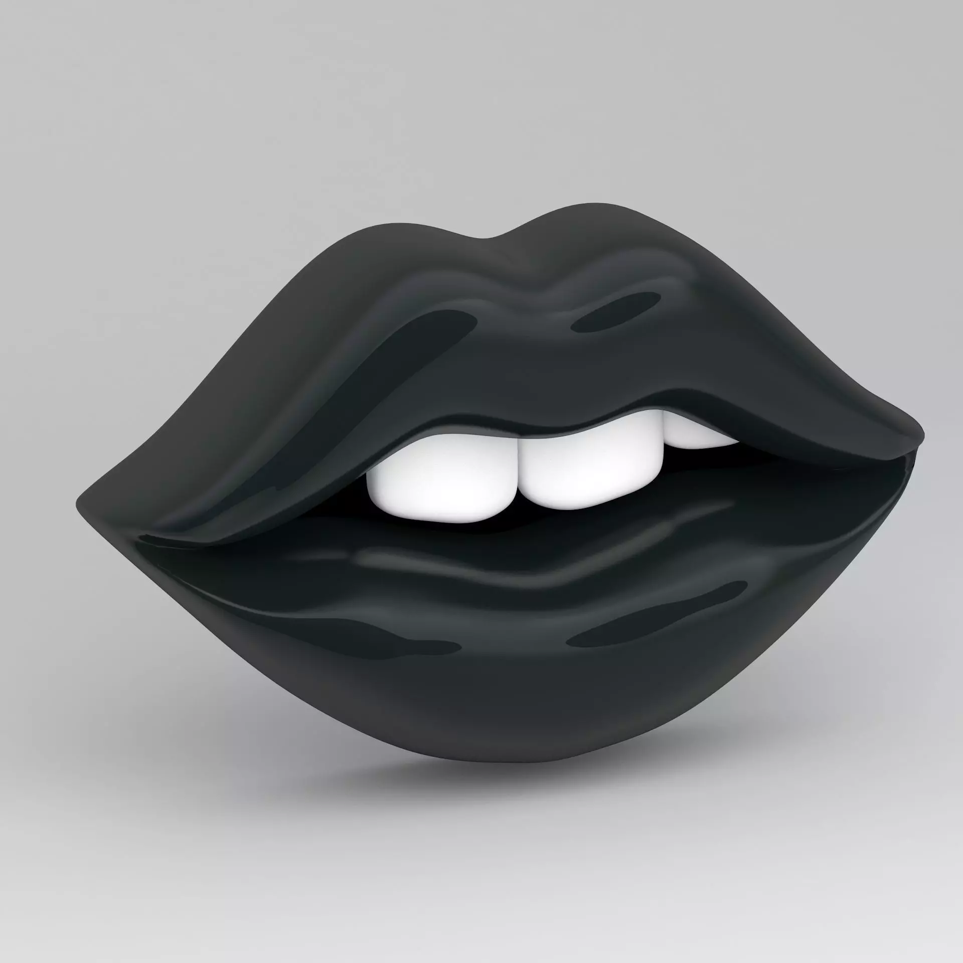 Black lips with teeth 3D model_0