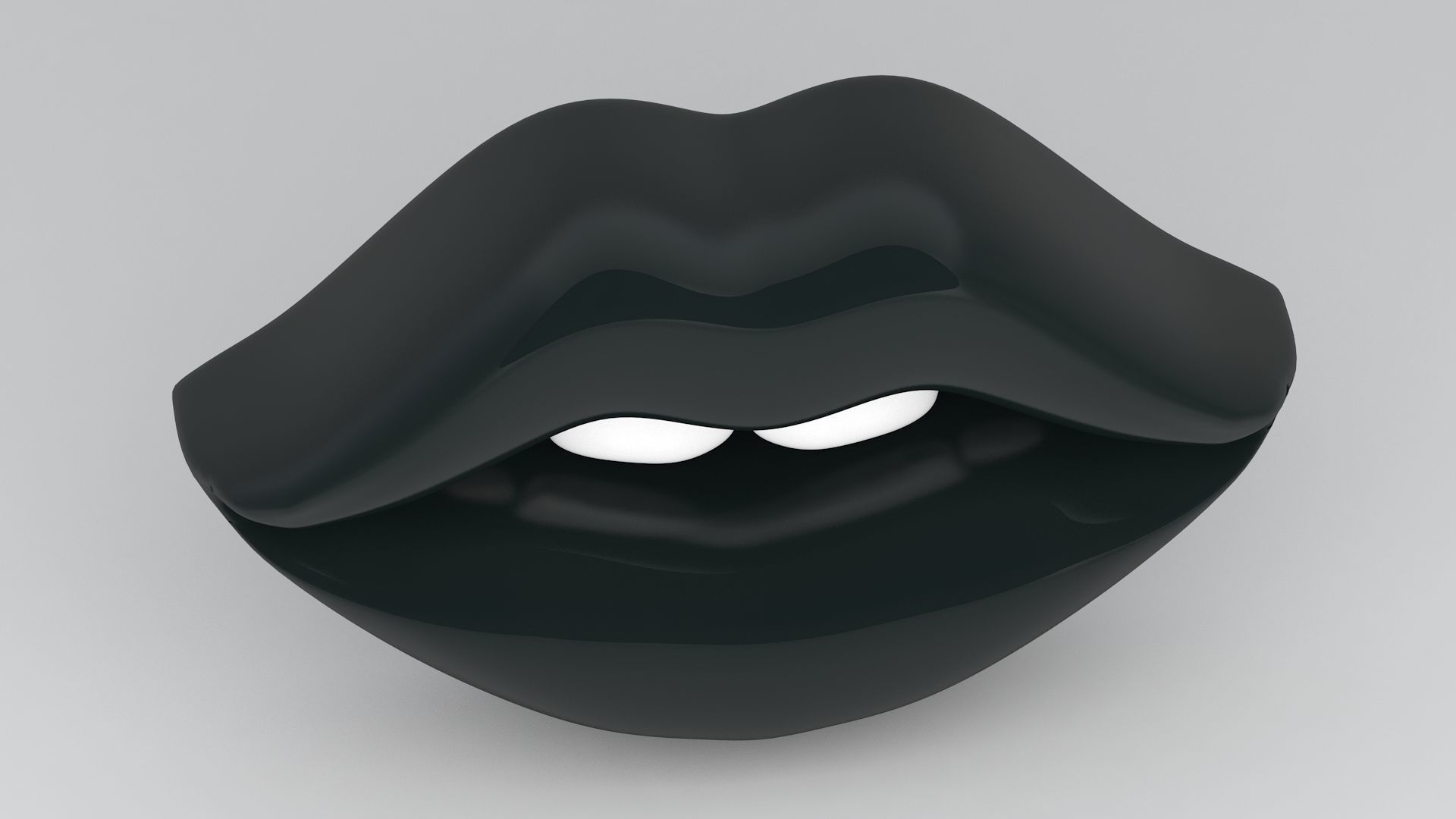 Black lips with teeth 3D model_3