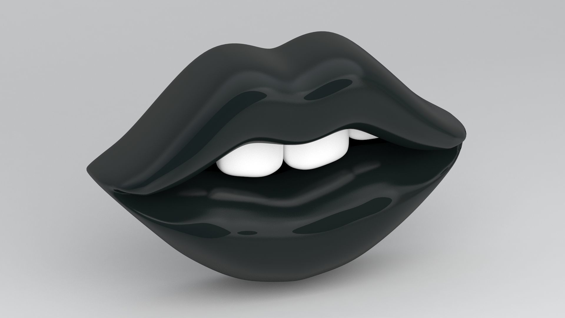Black lips with teeth 3D model_5