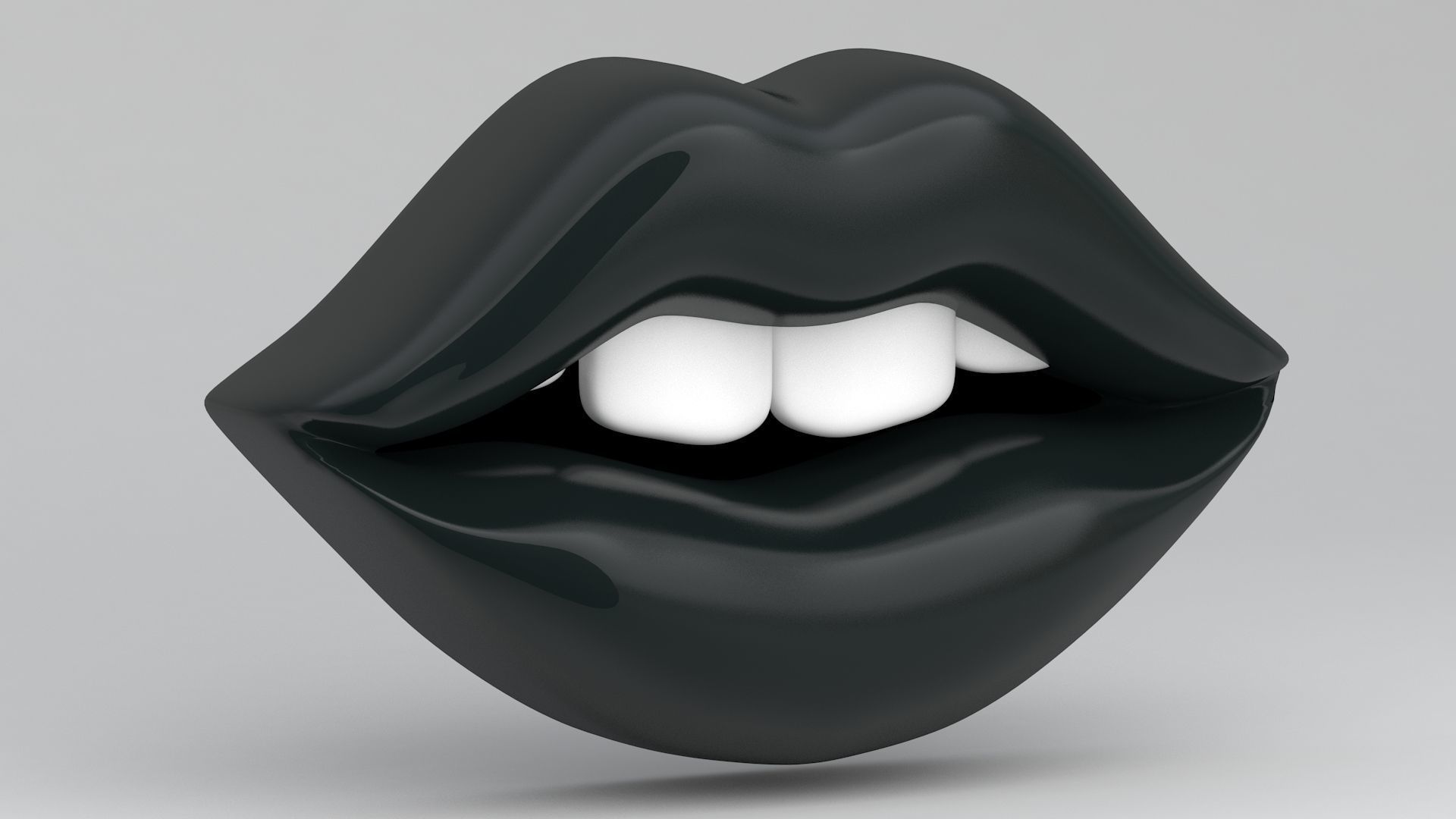 Black lips with teeth 3D model_1