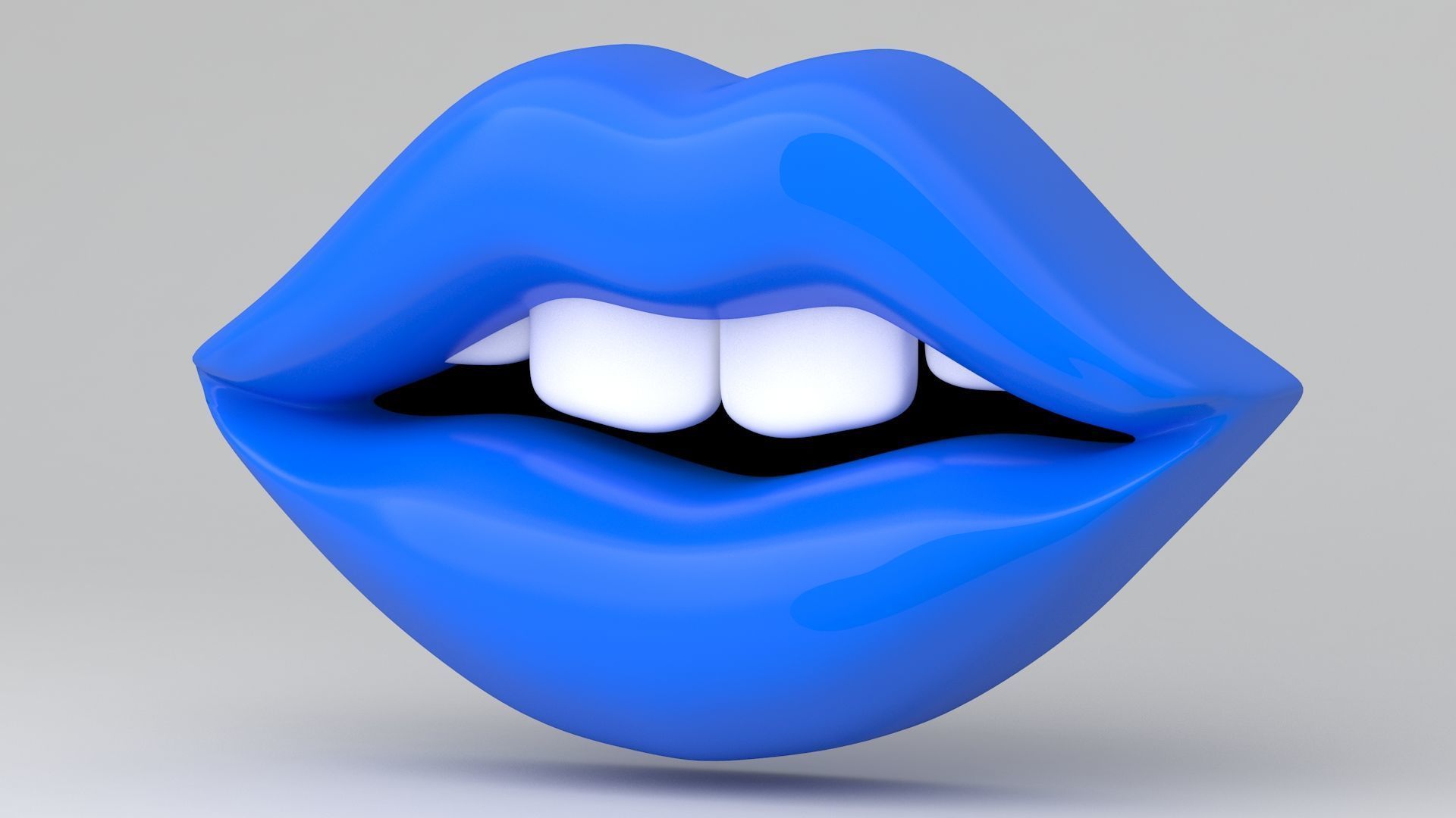 blue lips with teeth 3D model_2
