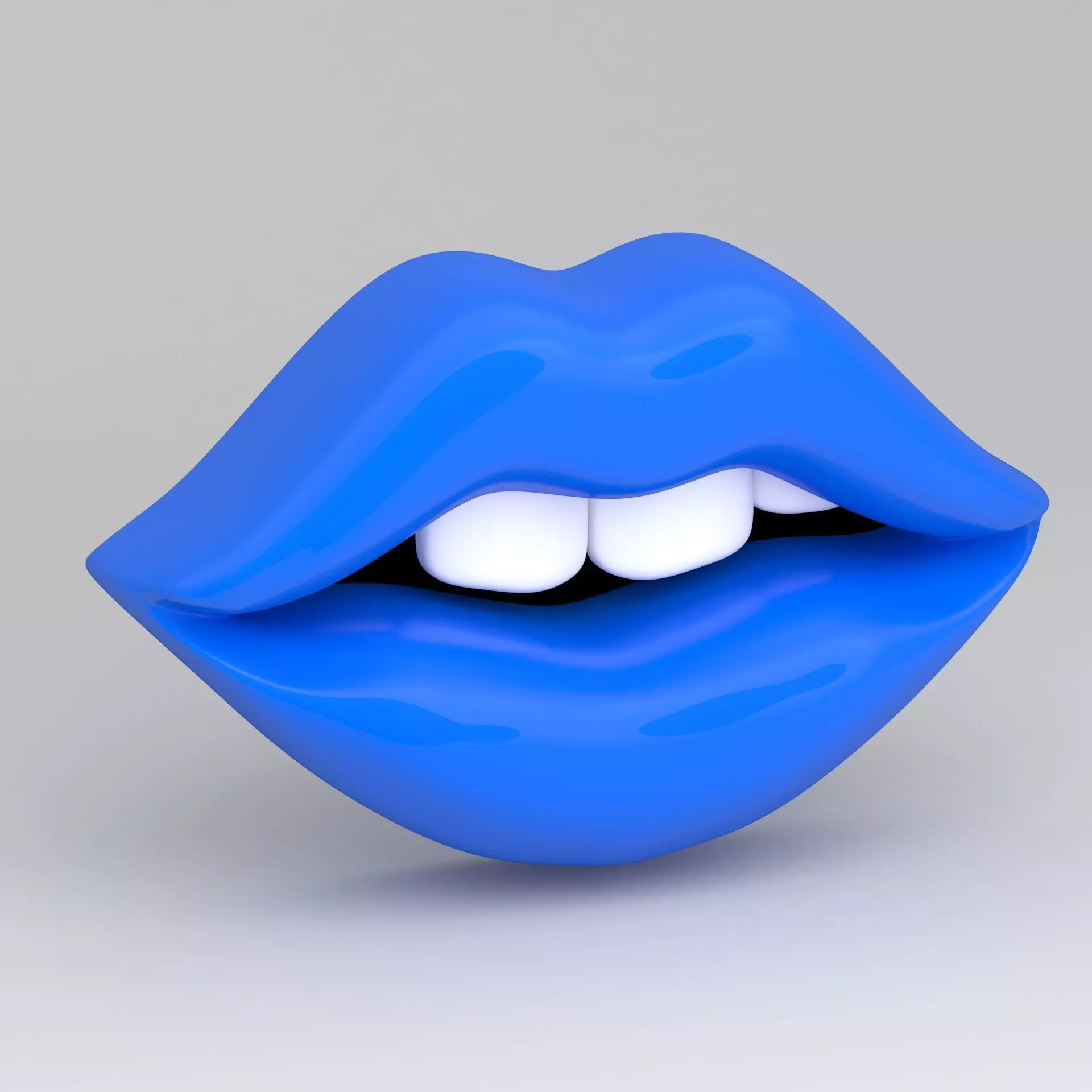 blue lips with teeth 3D model_0