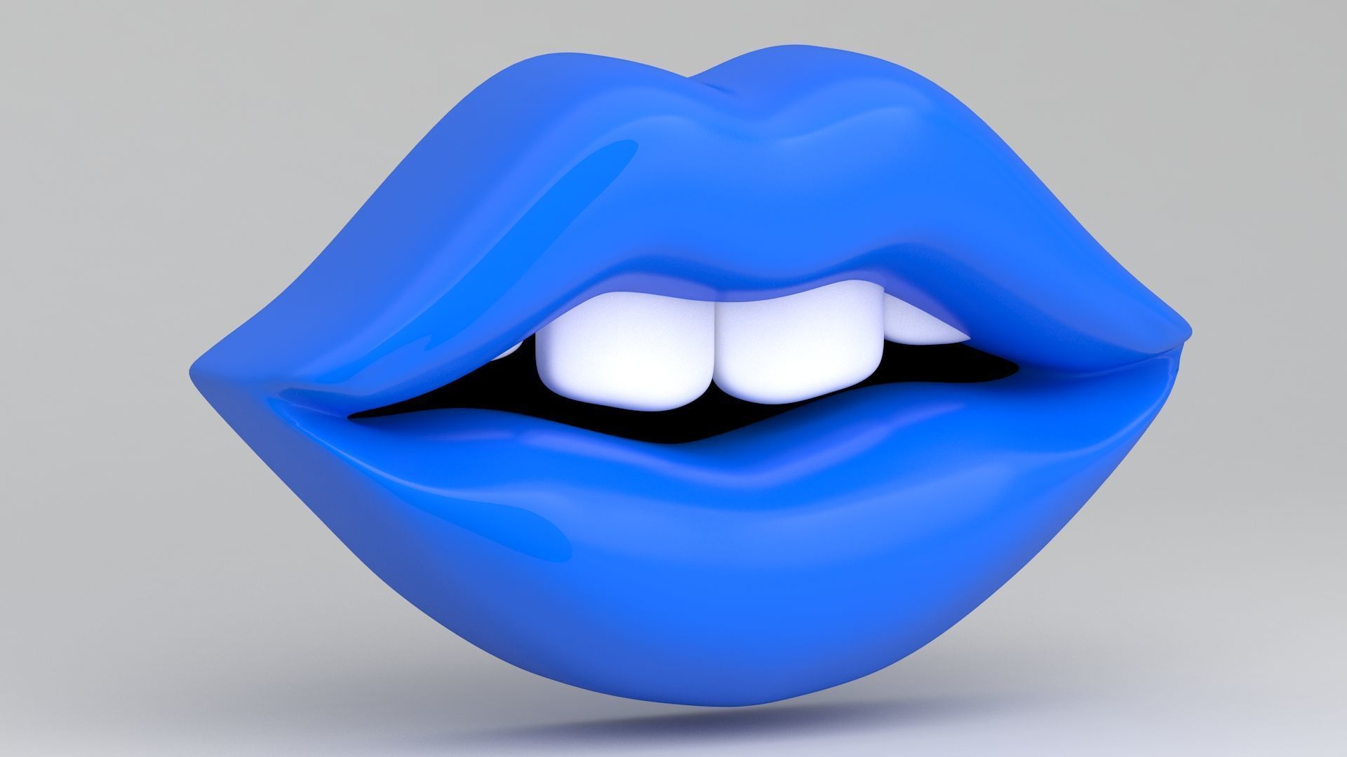blue lips with teeth 3D model_1
