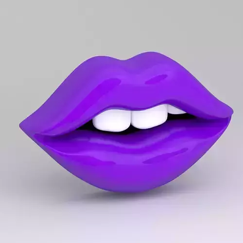 purple lips with teeth 3D model