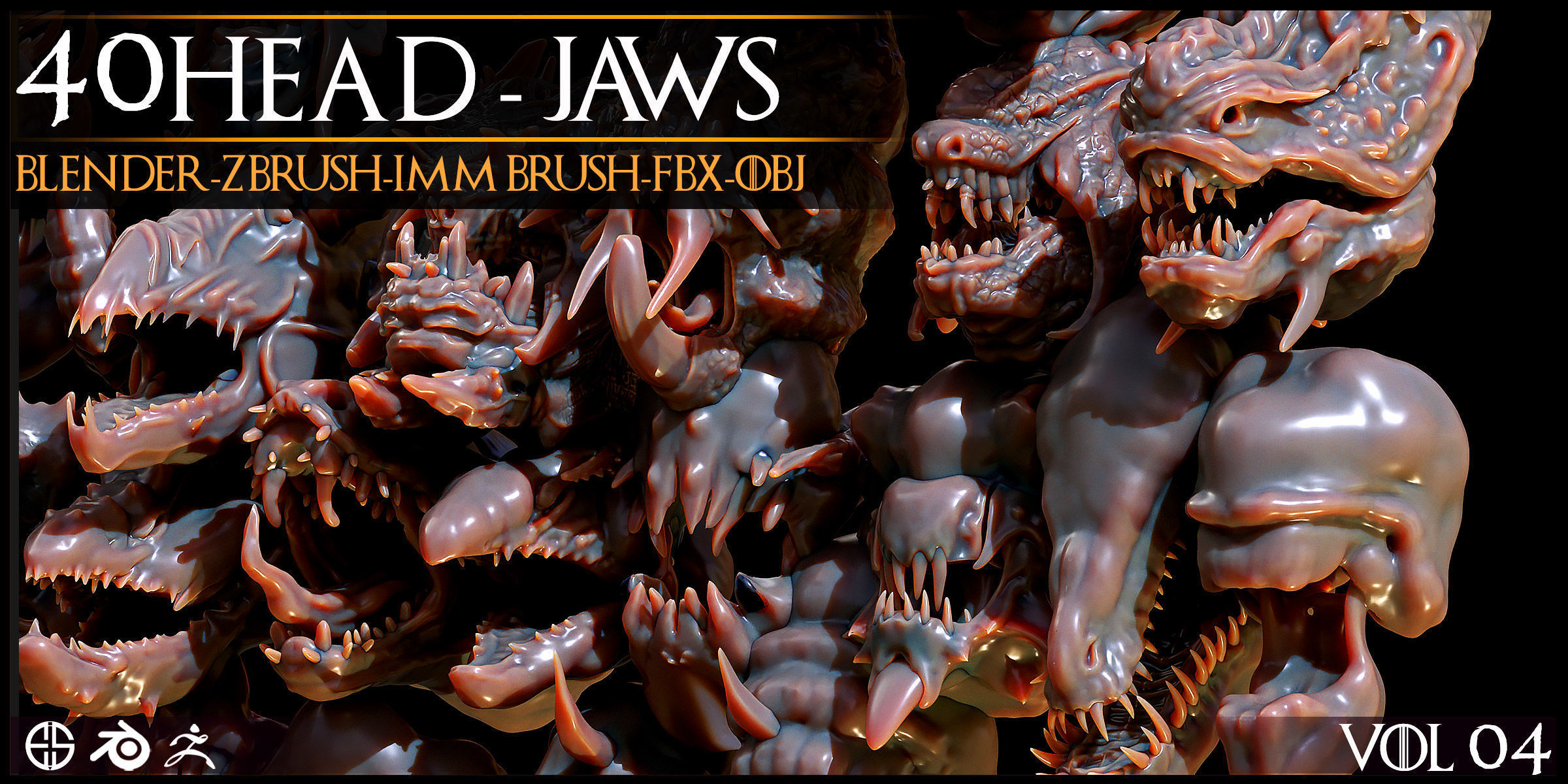 40 Jaws And Head-Creature And Character Head-Dragon-Vol 04 3D model_10