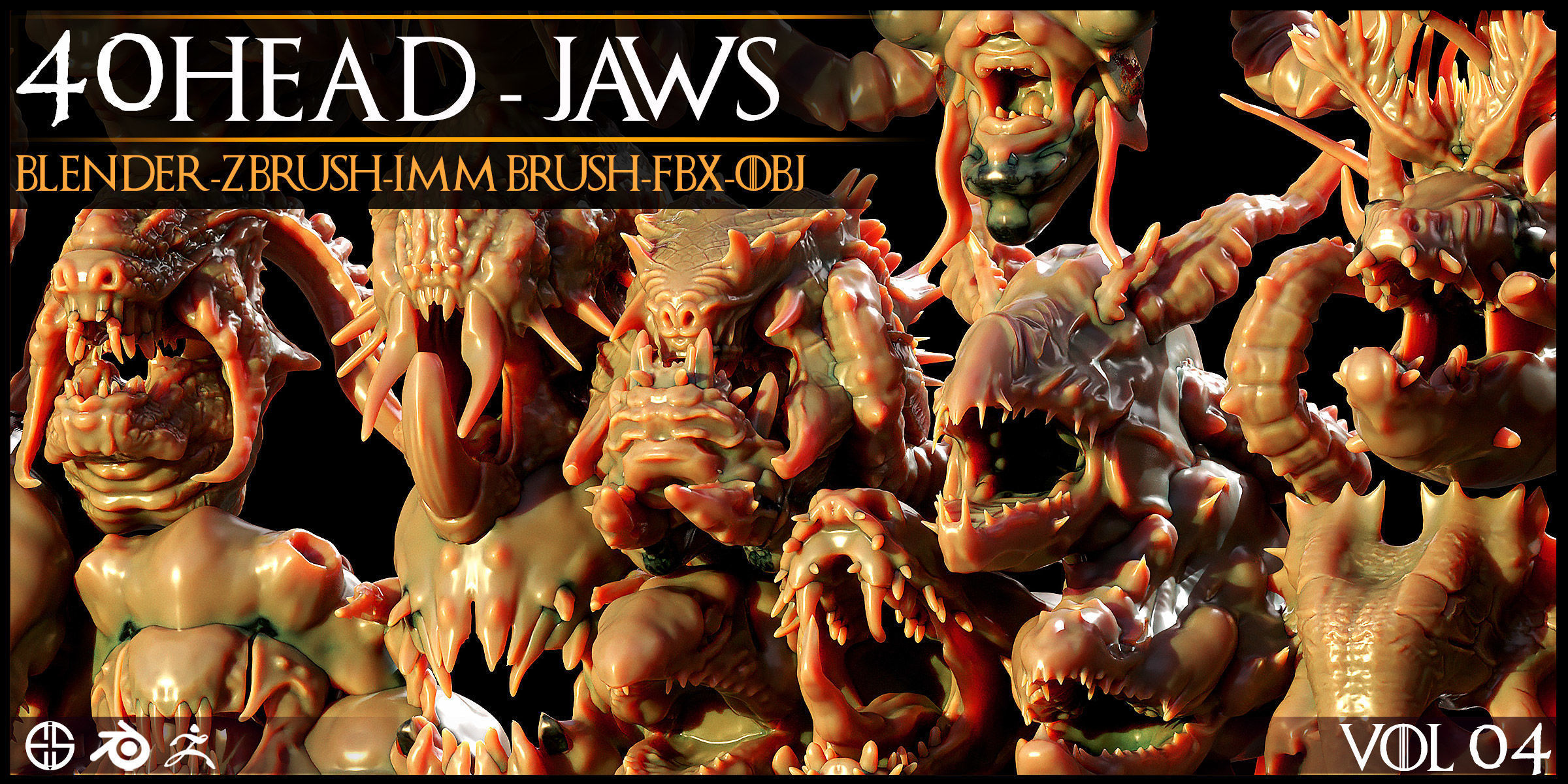 40 Jaws And Head-Creature And Character Head-Dragon-Vol 04 3D model_4