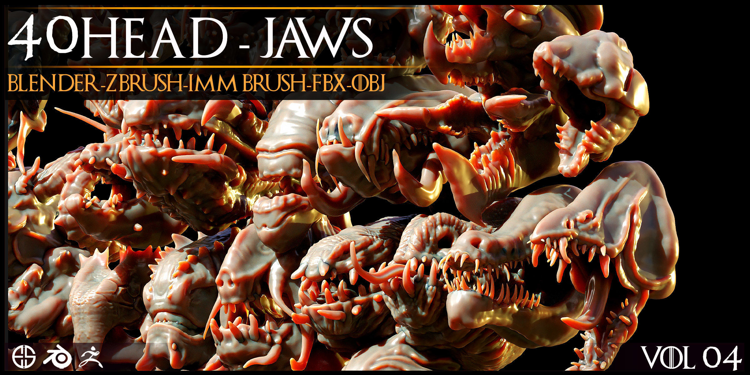 40 Jaws And Head-Creature And Character Head-Dragon-Vol 04 3D model_6
