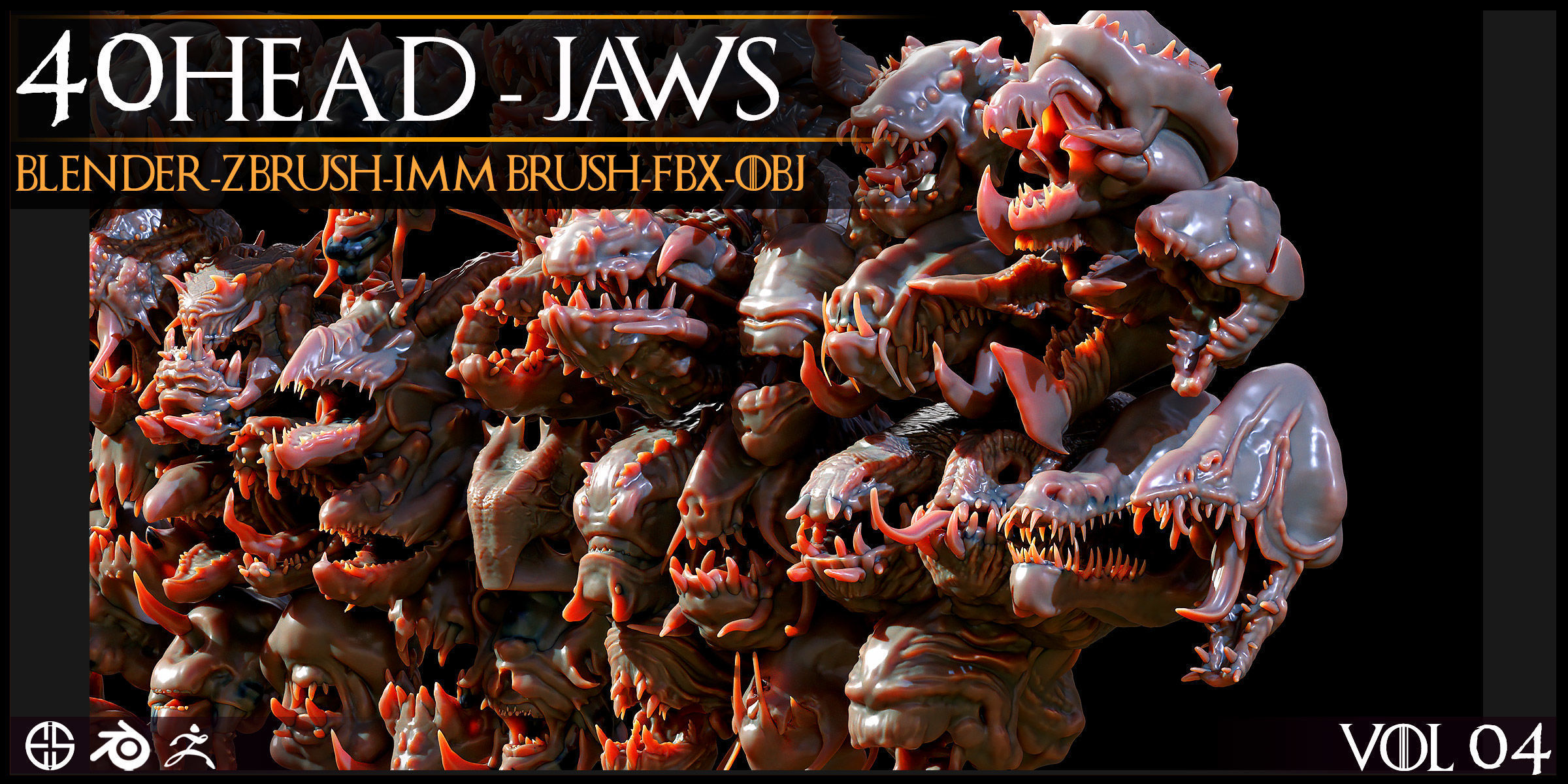 40 Jaws And Head-Creature And Character Head-Dragon-Vol 04 3D model_7