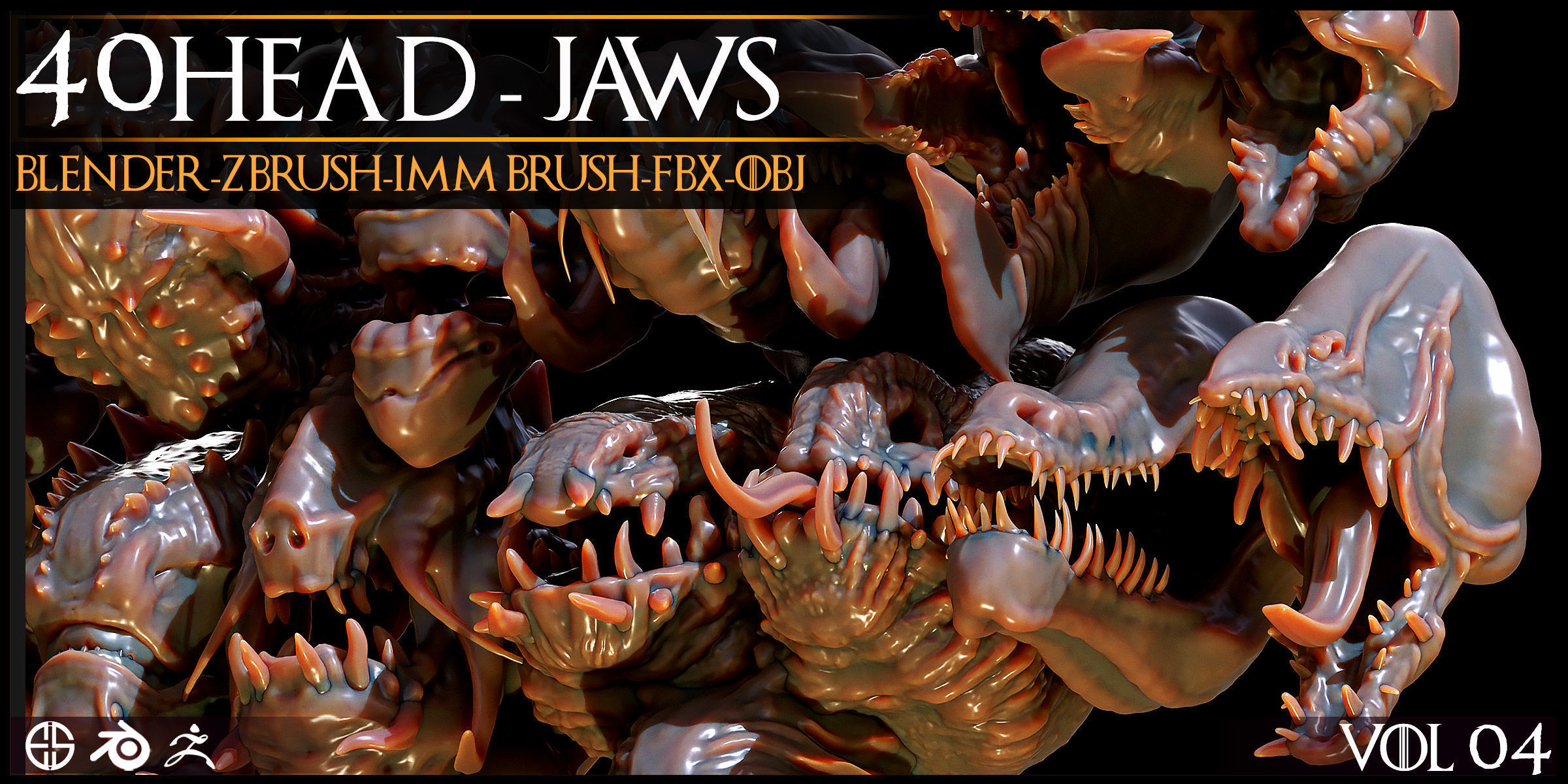 40 Jaws And Head-Creature And Character Head-Dragon-Vol 04 3D model_12
