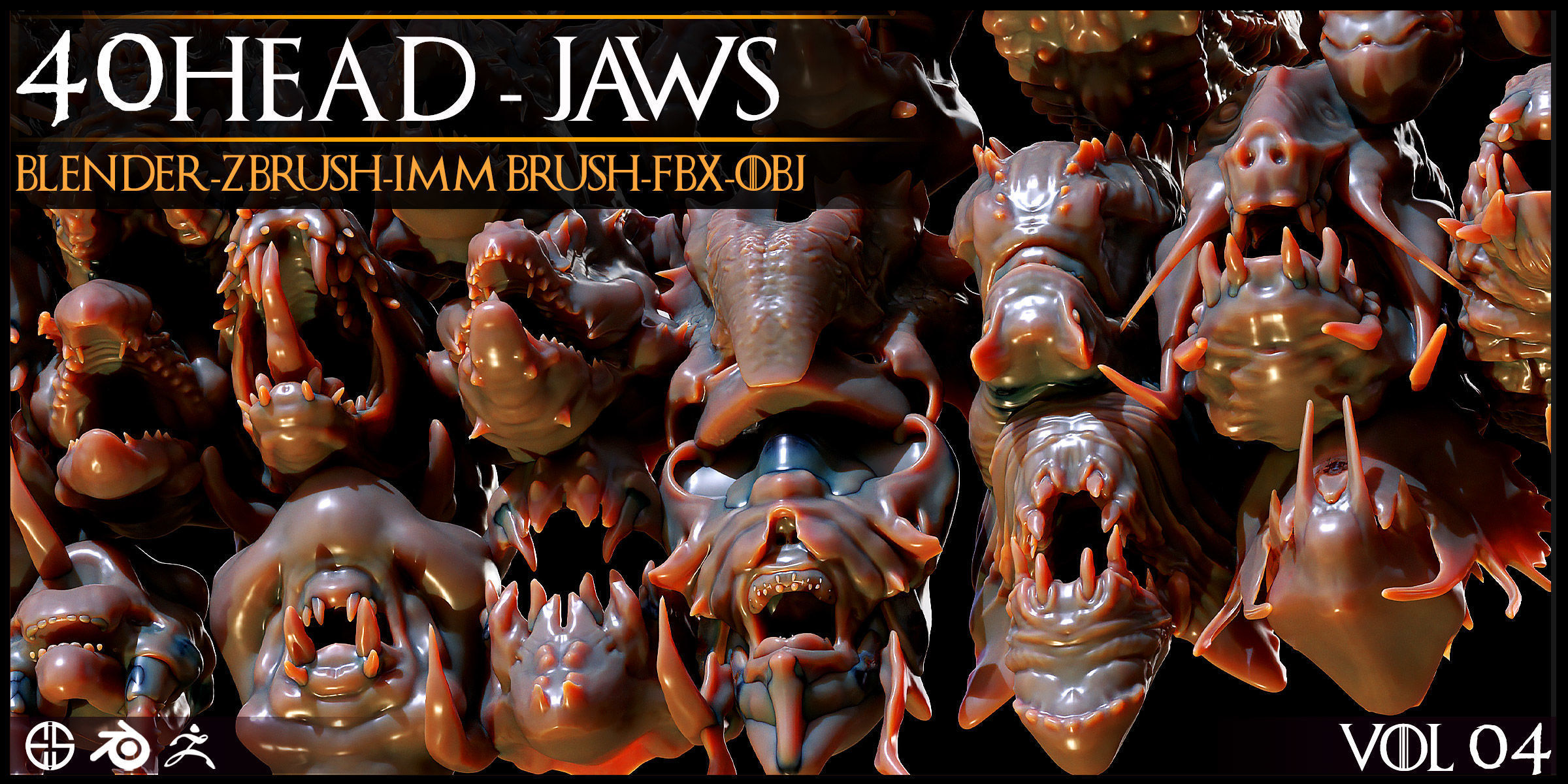 40 Jaws And Head-Creature And Character Head-Dragon-Vol 04 3D model_13