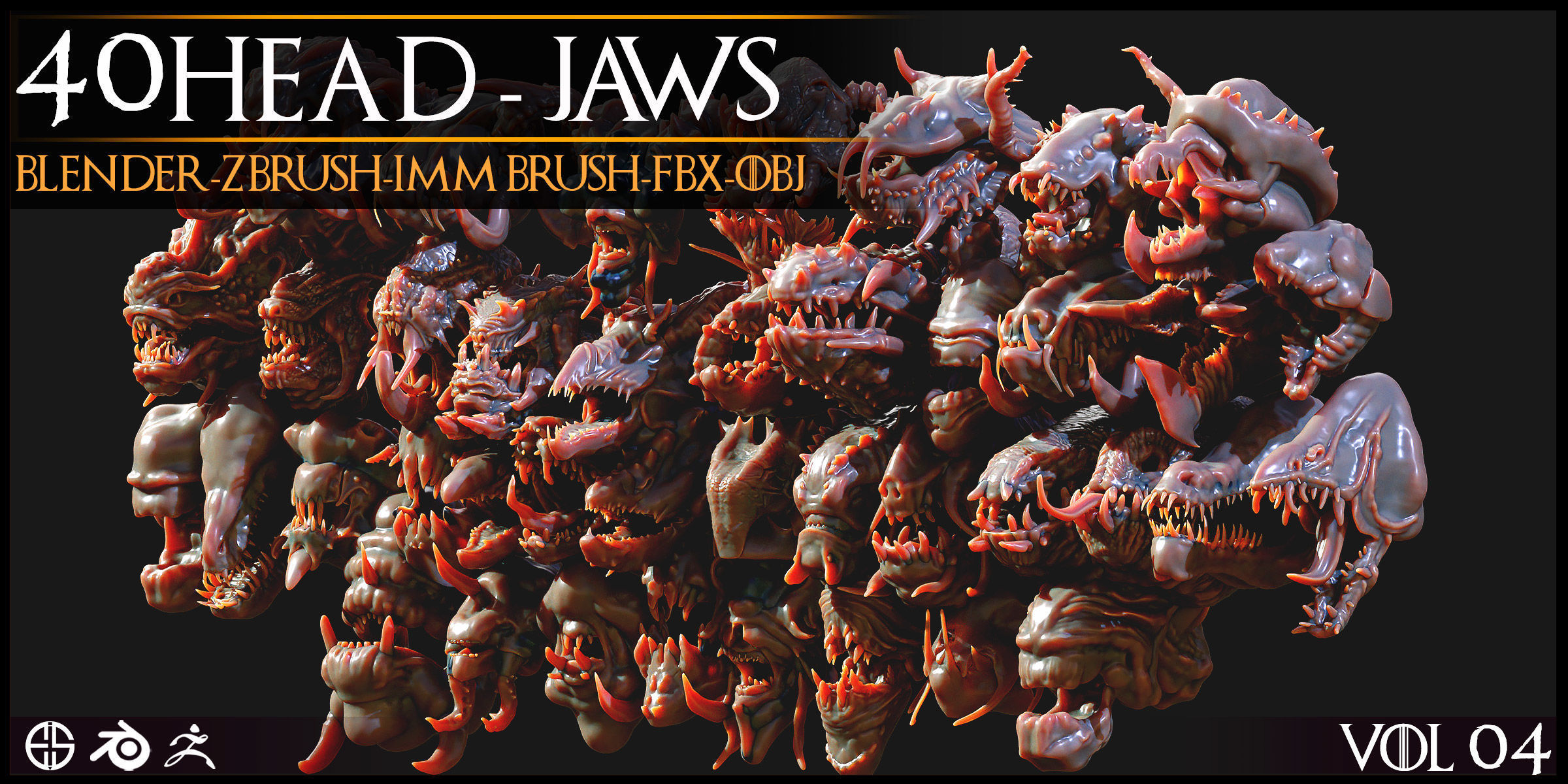 40 Jaws And Head-Creature And Character Head-Dragon-Vol 04 3D model_2