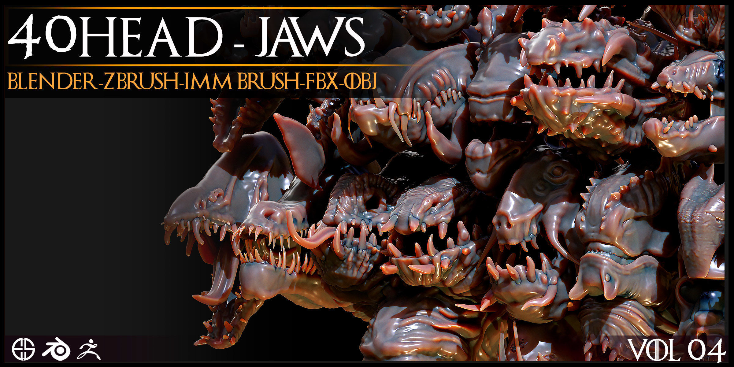 40 Jaws And Head-Creature And Character Head-Dragon-Vol 04 3D model_11