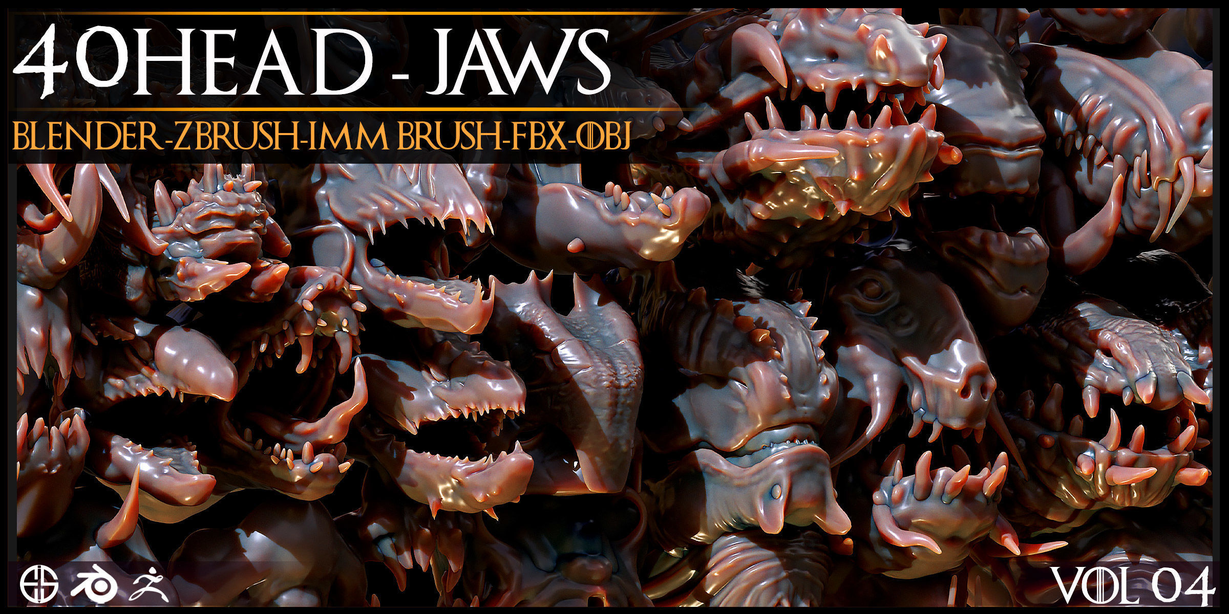 40 Jaws And Head-Creature And Character Head-Dragon-Vol 04 3D model_9