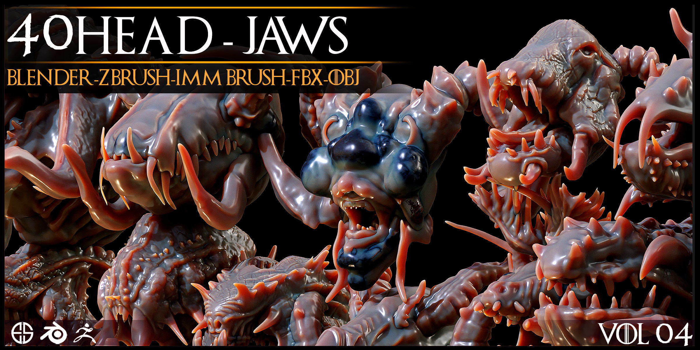 40 Jaws And Head-Creature And Character Head-Dragon-Vol 04 3D model_14
