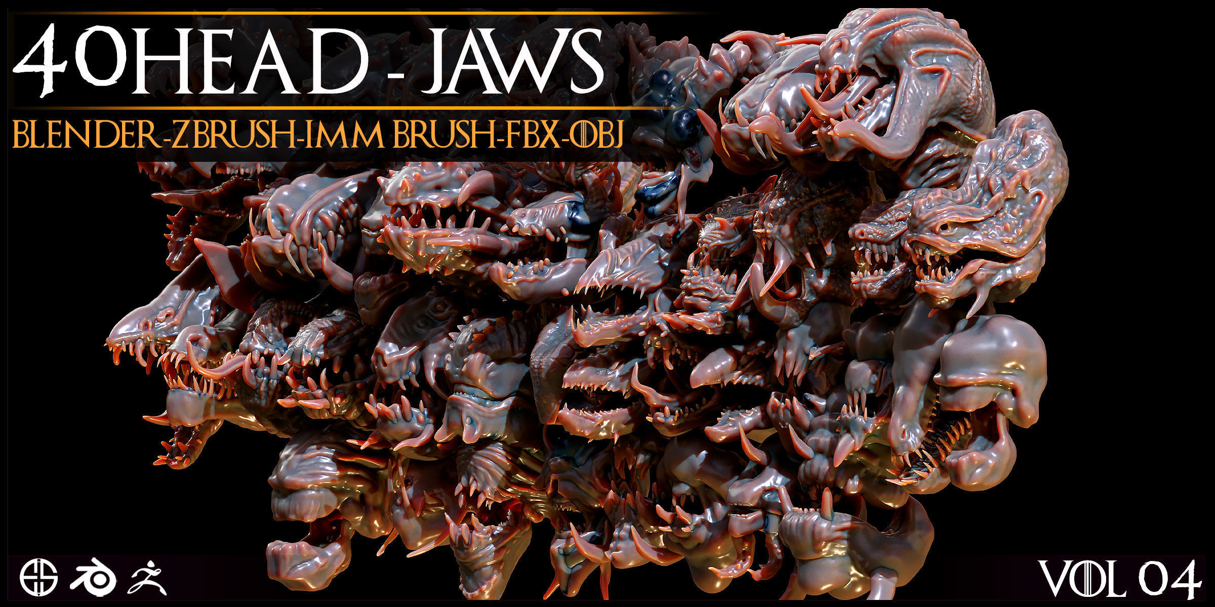 40 Jaws And Head-Creature And Character Head-Dragon-Vol 04 3D model_8