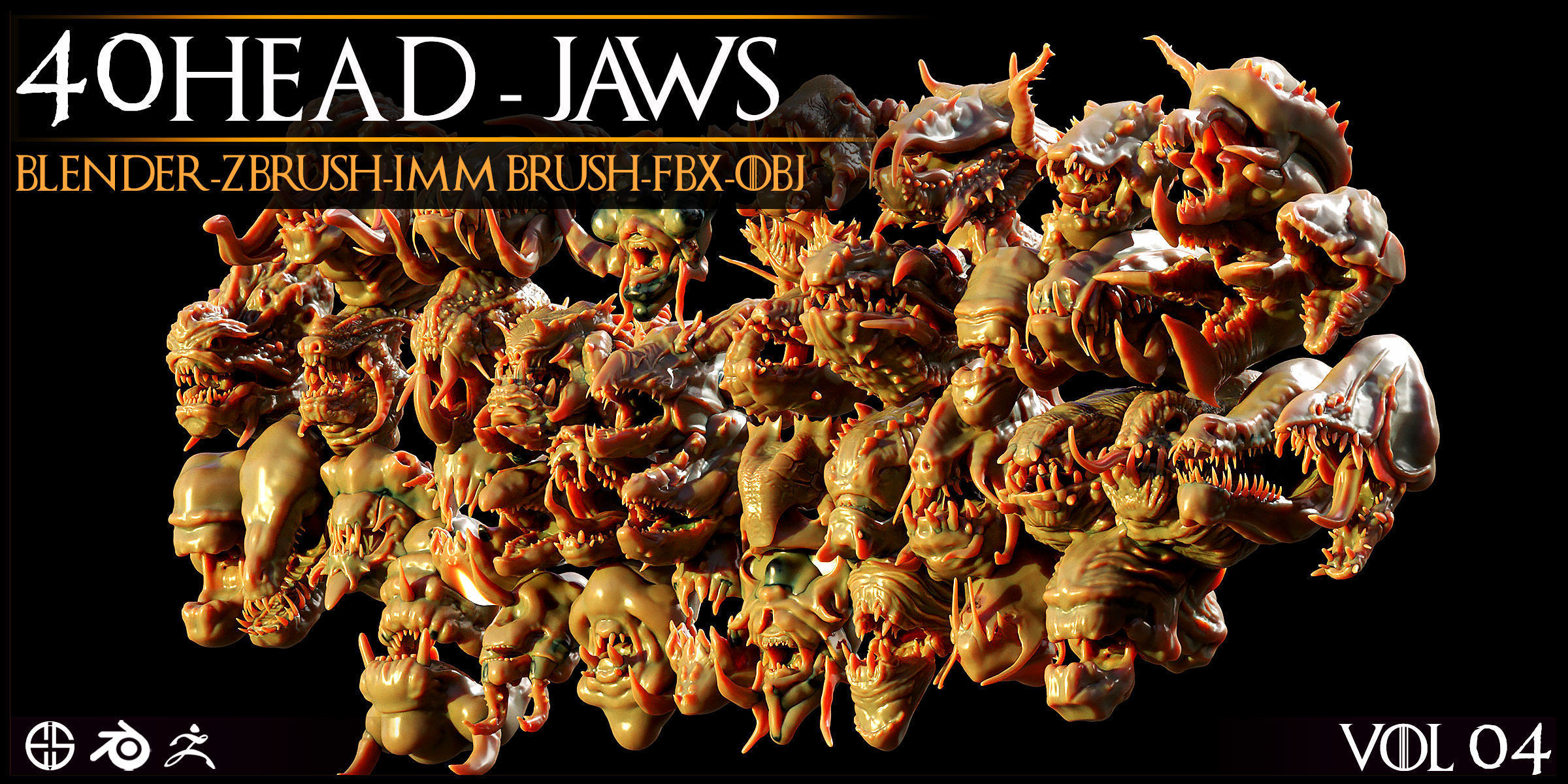 40 Jaws And Head-Creature And Character Head-Dragon-Vol 04 3D model_5