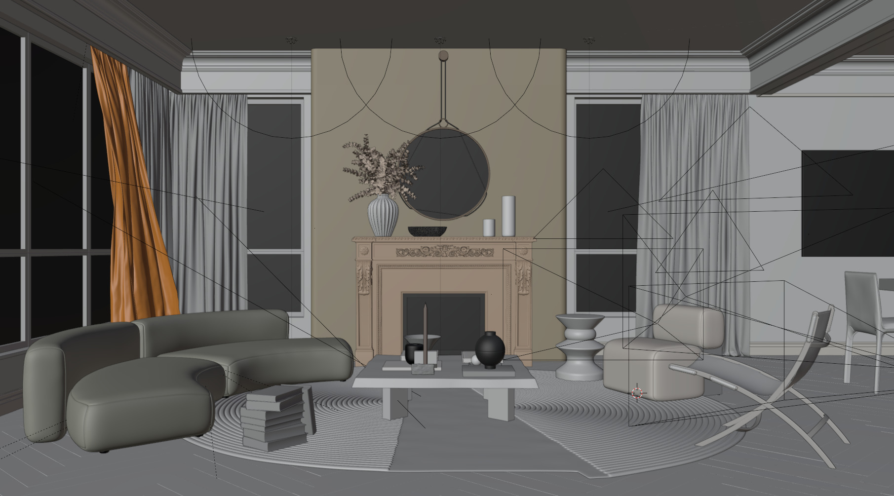 Interior livingroom 3D model_6