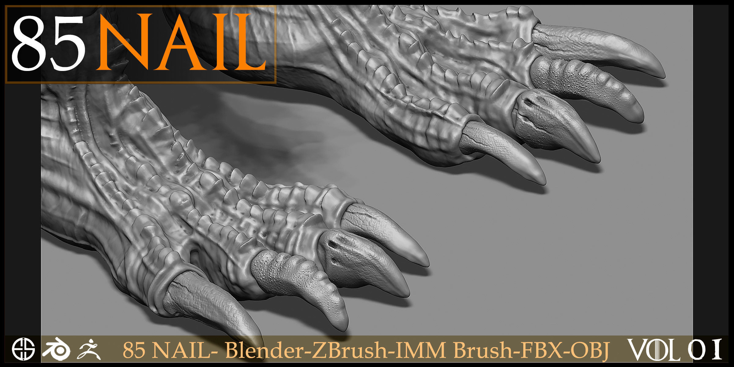 85 Nail -Character And Creature Brush-Dragon-Character-Vol 01 3D model_11