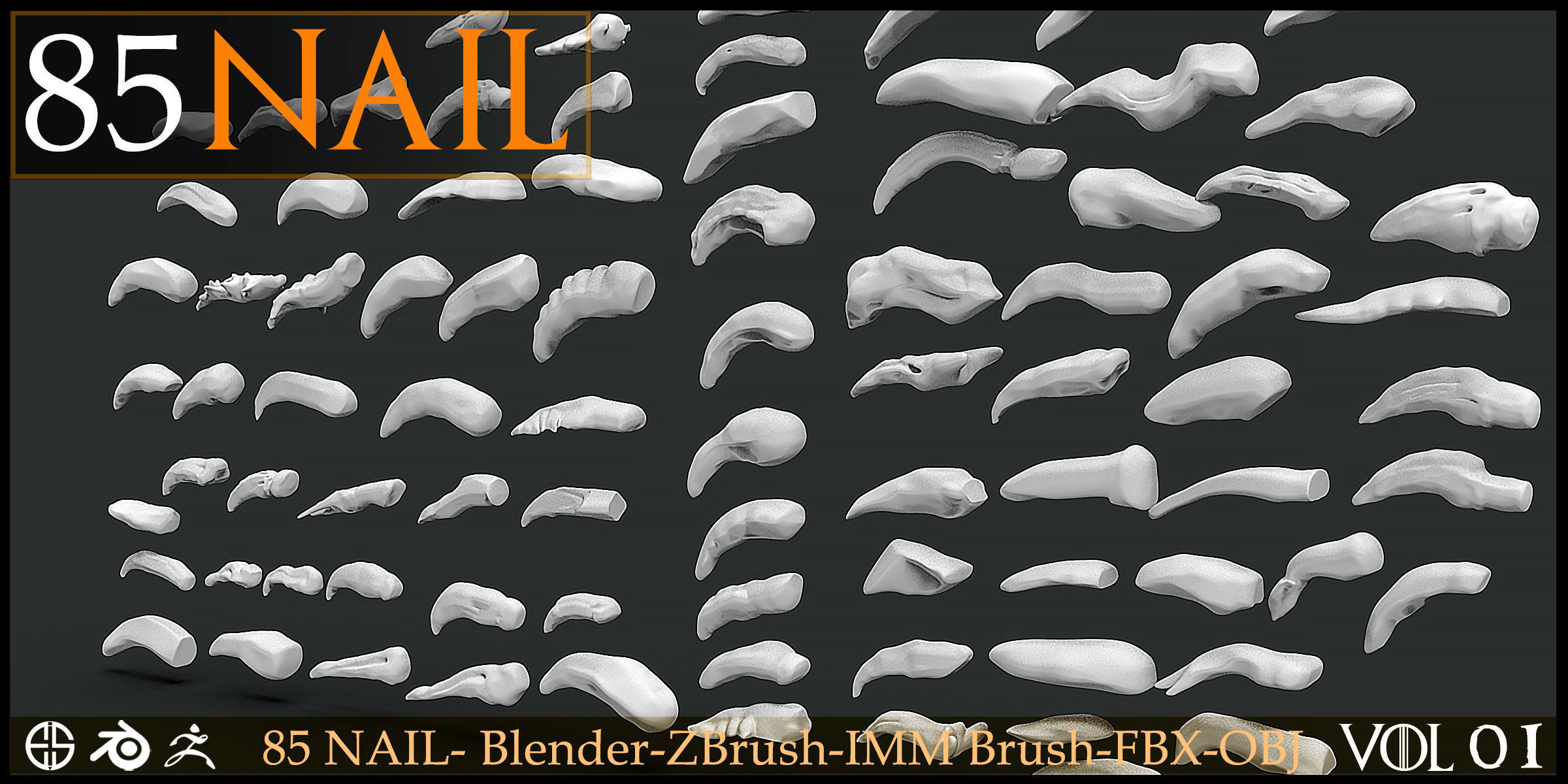 85 Nail -Character And Creature Brush-Dragon-Character-Vol 01 3D model_3