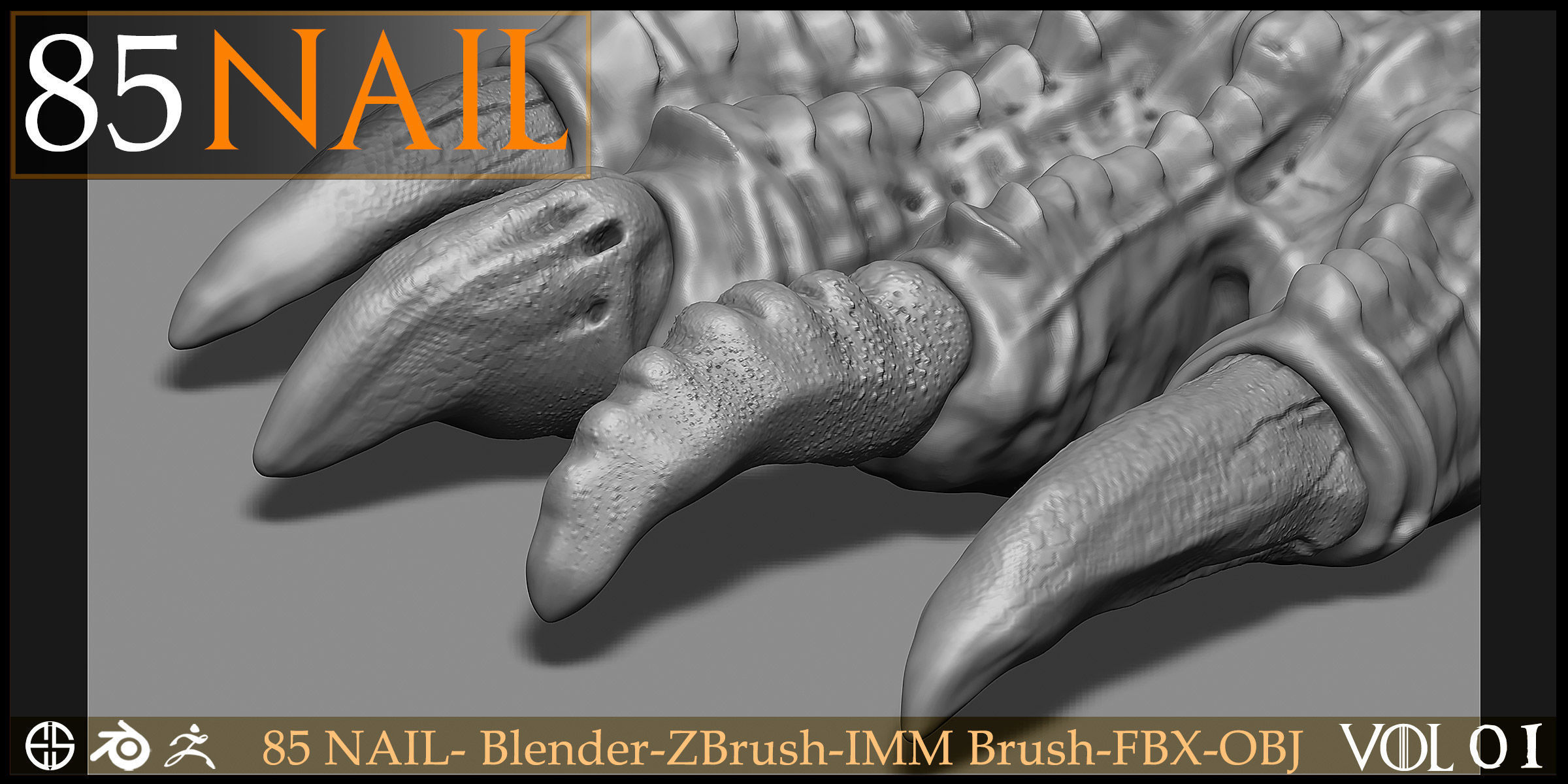85 Nail -Character And Creature Brush-Dragon-Character-Vol 01 3D model_10