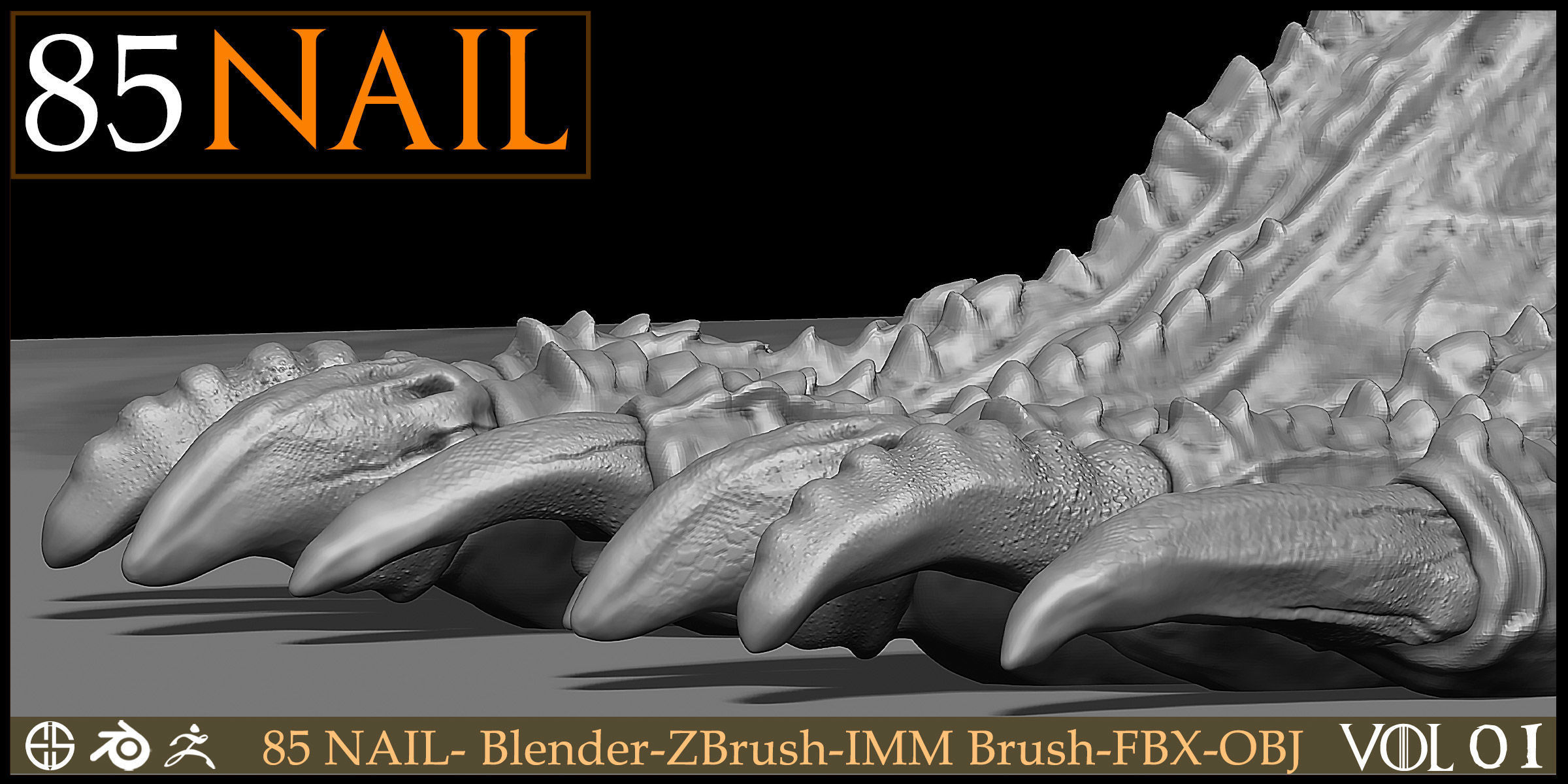 85 Nail -Character And Creature Brush-Dragon-Character-Vol 01 3D model_9