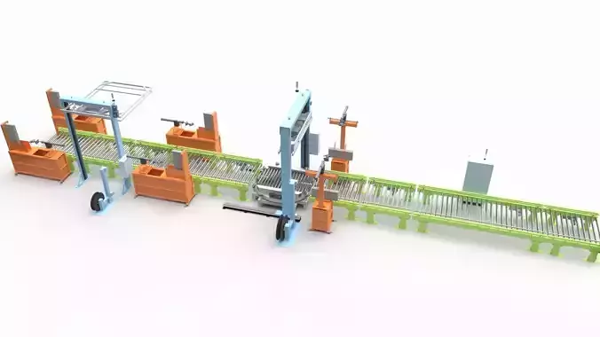 Logistics Packaging Line 3D model