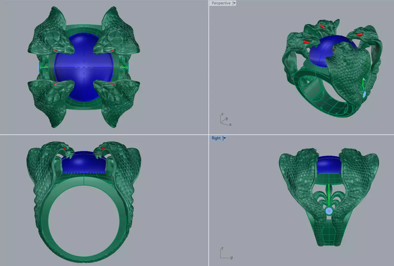 Snakes Ring Men 3D print model_0